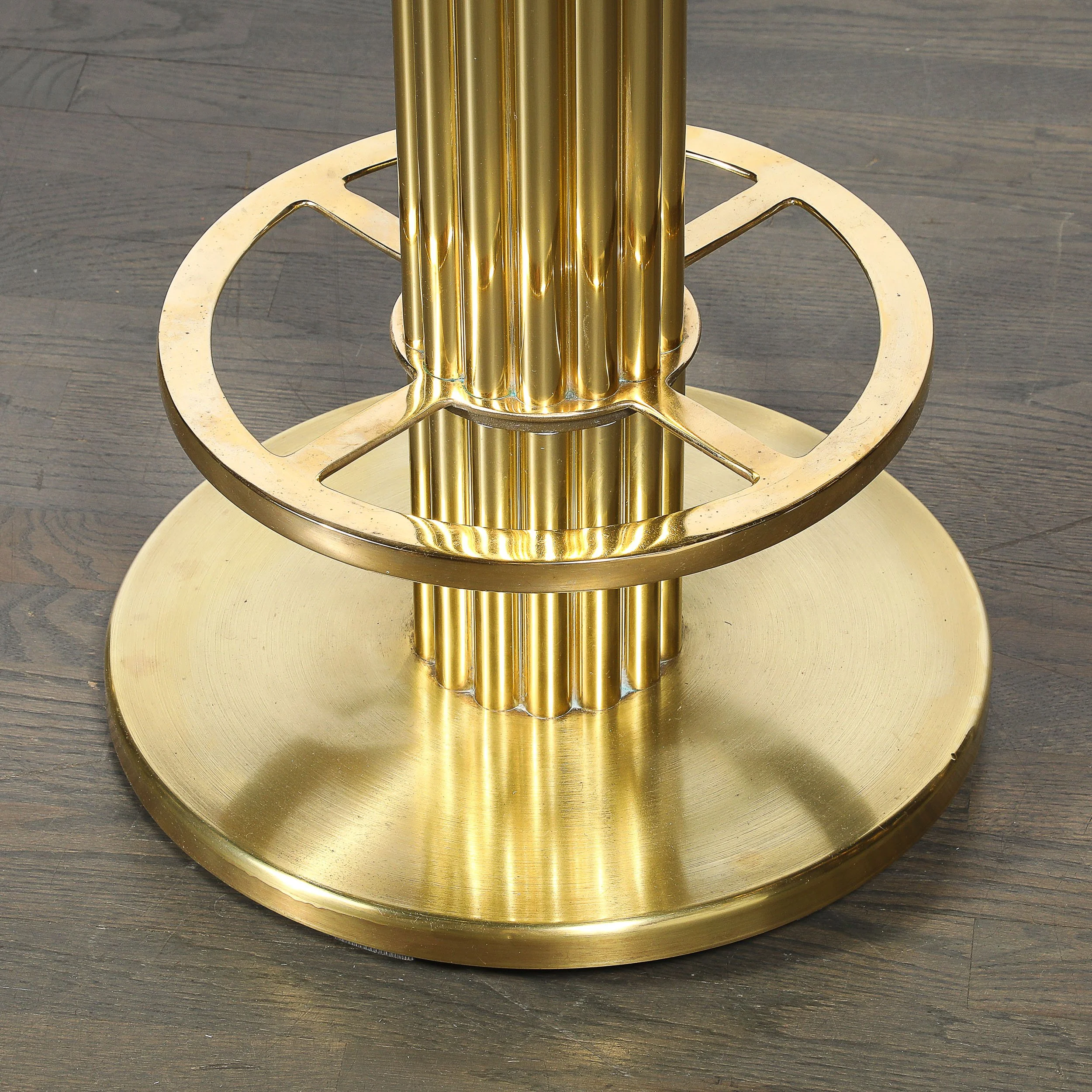 Mid-Century Designed for Leisure Fluted & Cream Upholstered Brass Counter Stool offered by High Style Deco — image 9