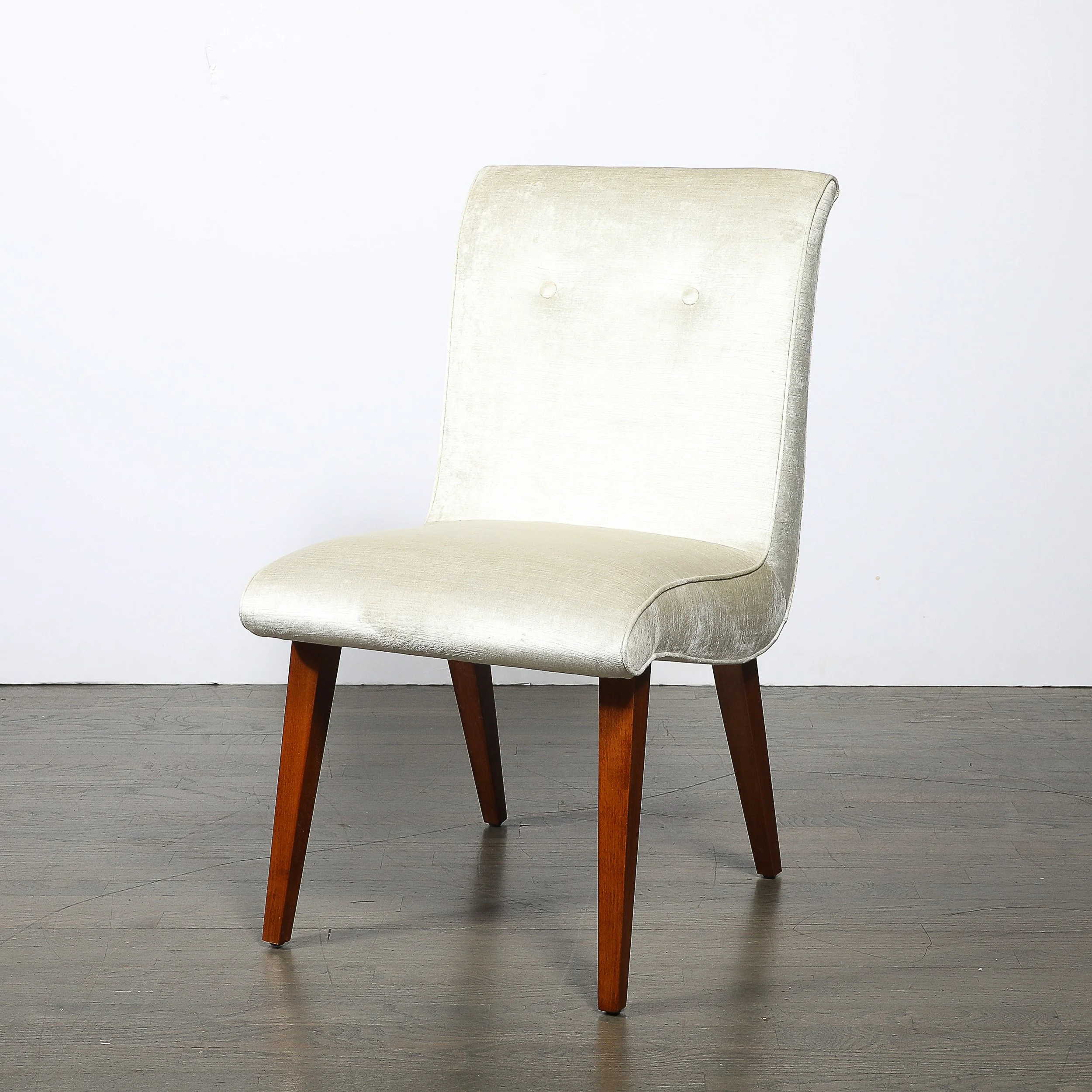 Art Deco Button-Back Velvet & Walnut Chair by Russel Wright for Conant Ball offered by High Style Deco — image 5