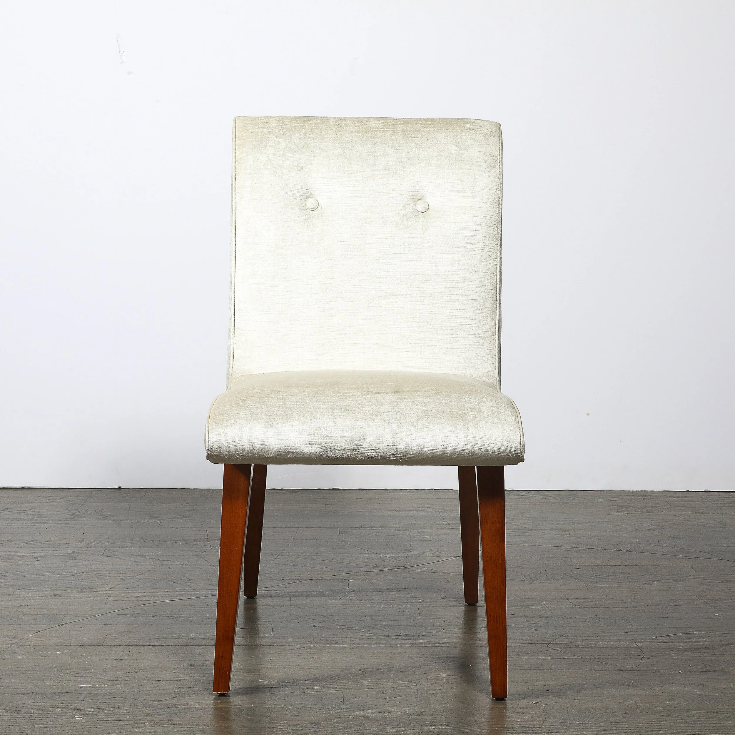 Art Deco Button-Back Velvet & Walnut Chair by Russel Wright for Conant Ball offered by High Style Deco — image 4