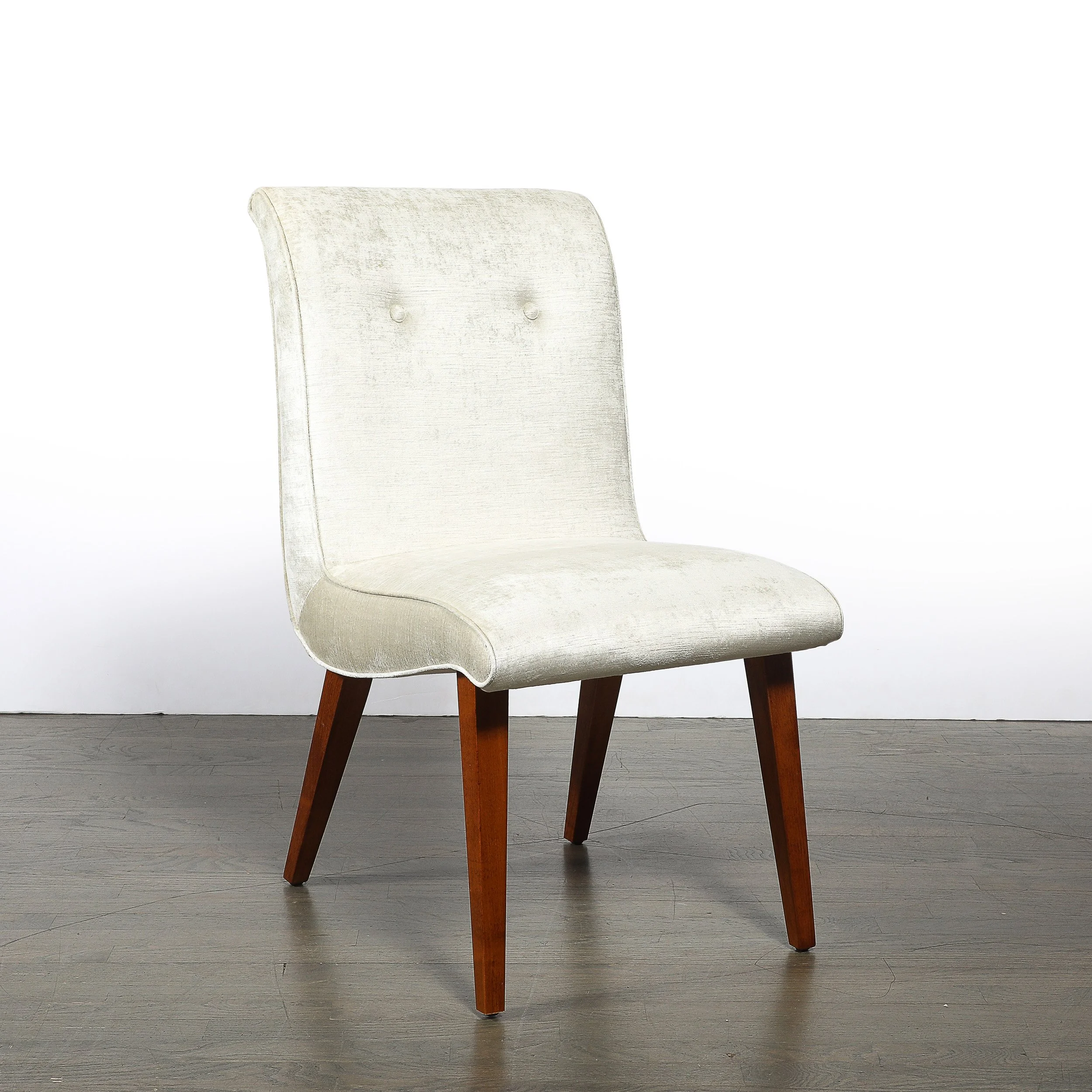 Art Deco Button-Back Velvet & Walnut Chair by Russel Wright for Conant Ball offered by High Style Deco — image 12