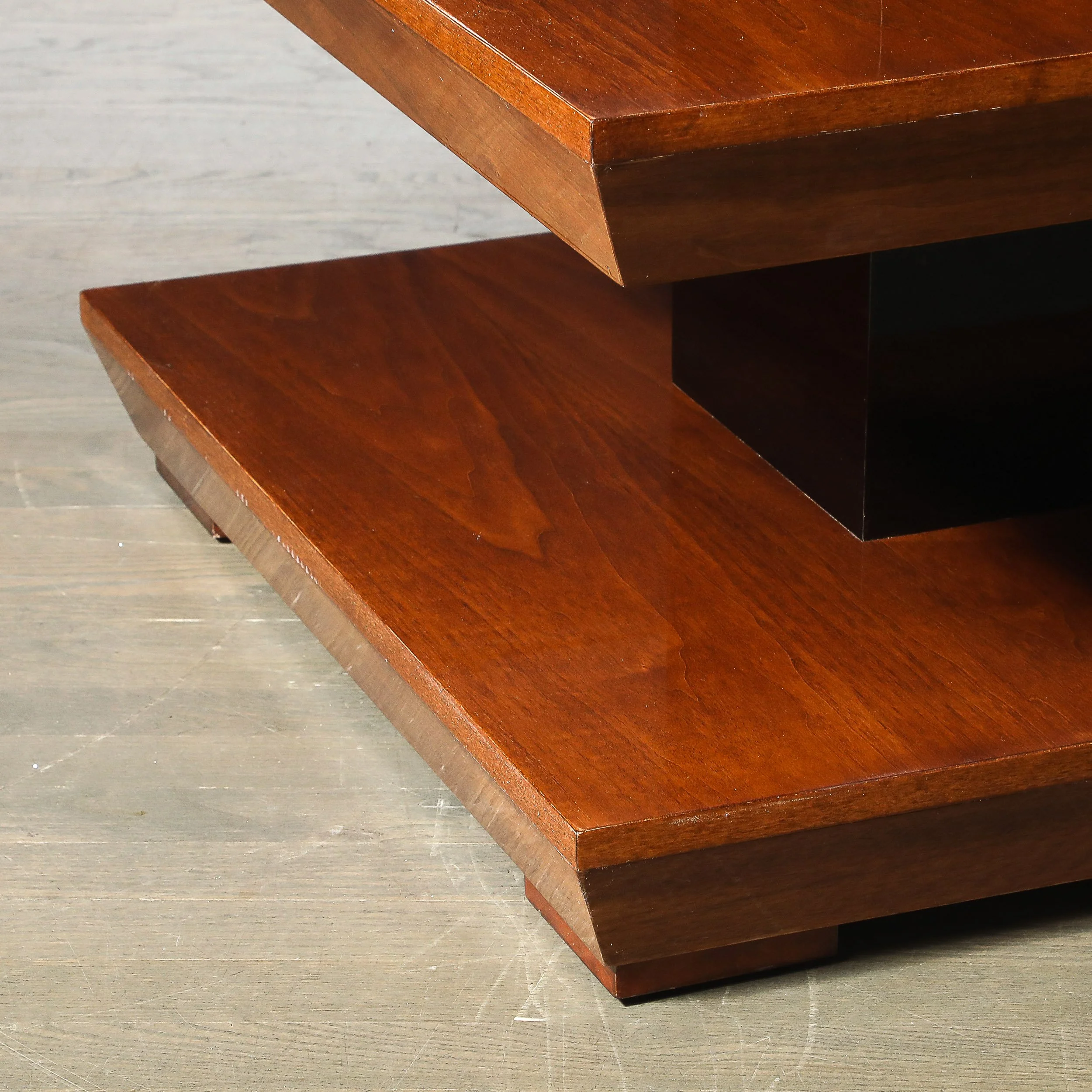 Custom by High Style Deco 3-Tier Art Deco Walnut & Black Lacquer Table offered by High Style Deco — image 5