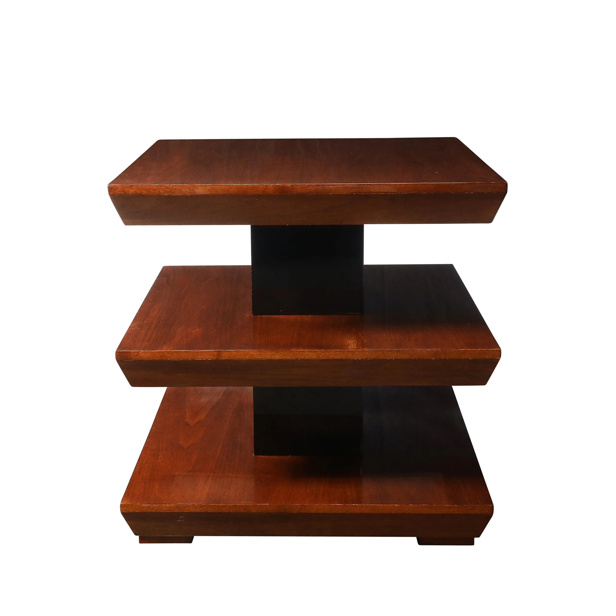 Custom by High Style Deco 3-Tier Art Deco Walnut & Black Lacquer Table offered by High Style Deco — image 4