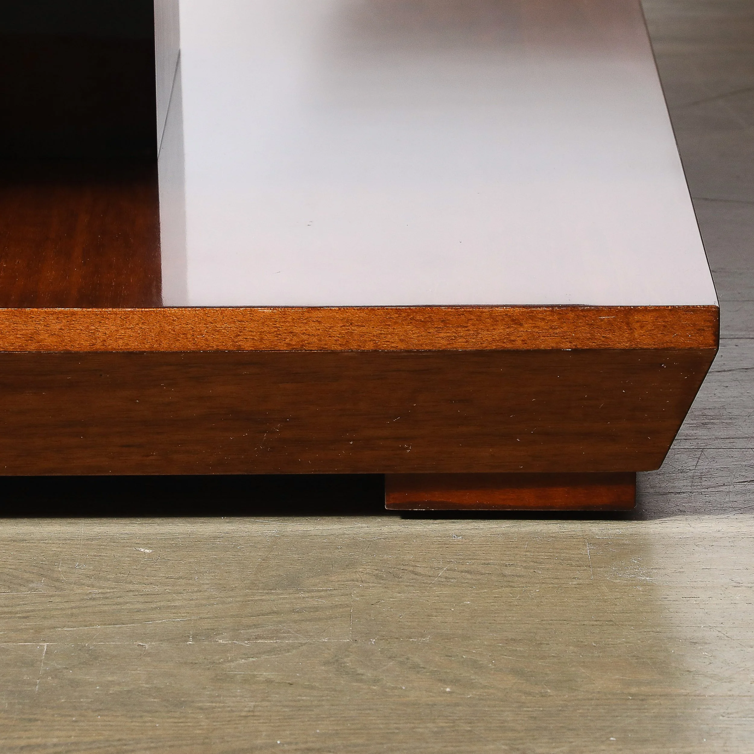 Custom by High Style Deco 3-Tier Art Deco Walnut & Black Lacquer Table offered by High Style Deco — image 9
