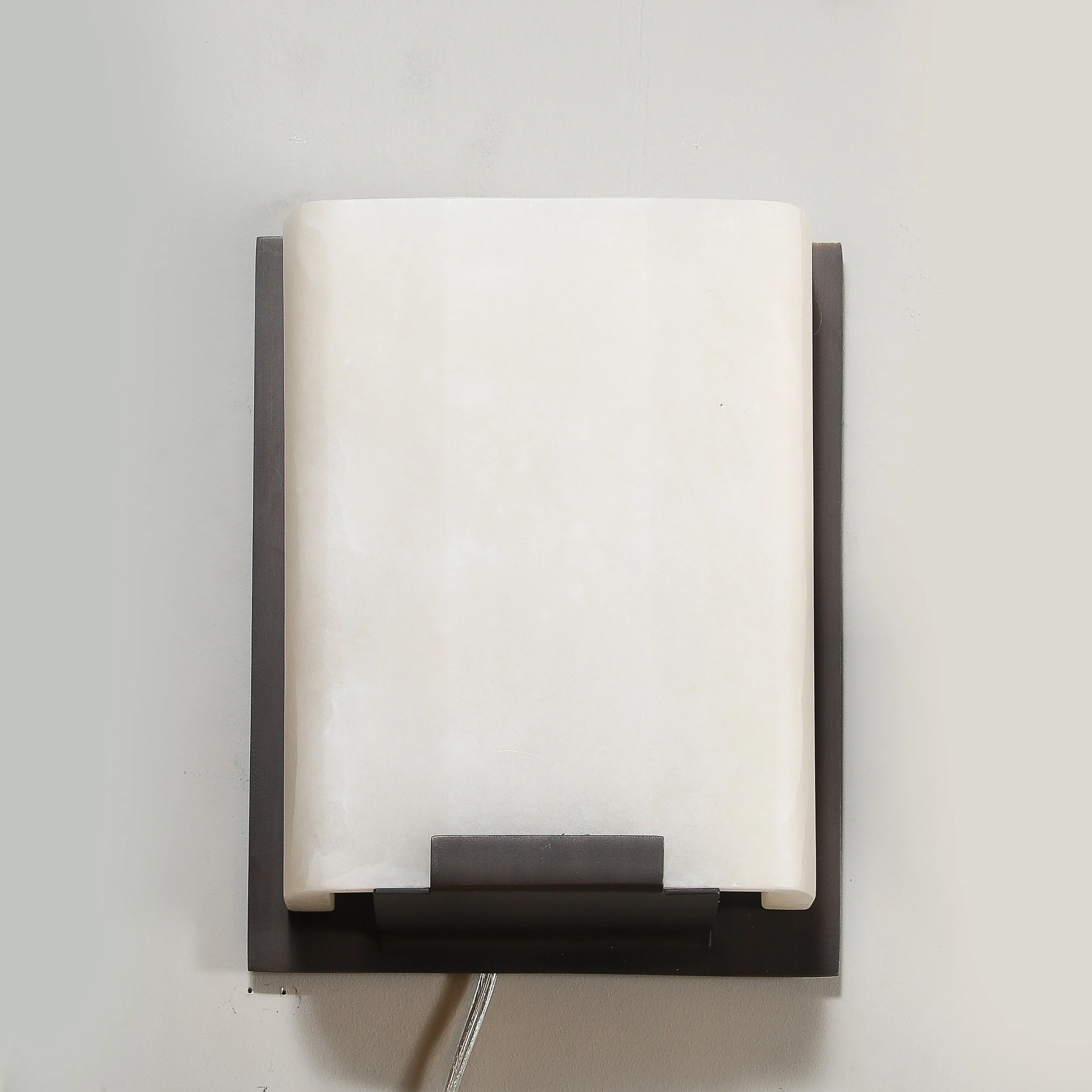 Pair of Modernist Alabaster & Oil-Rubbed Bronze Wall Sconces offered by High Style Deco — image 4