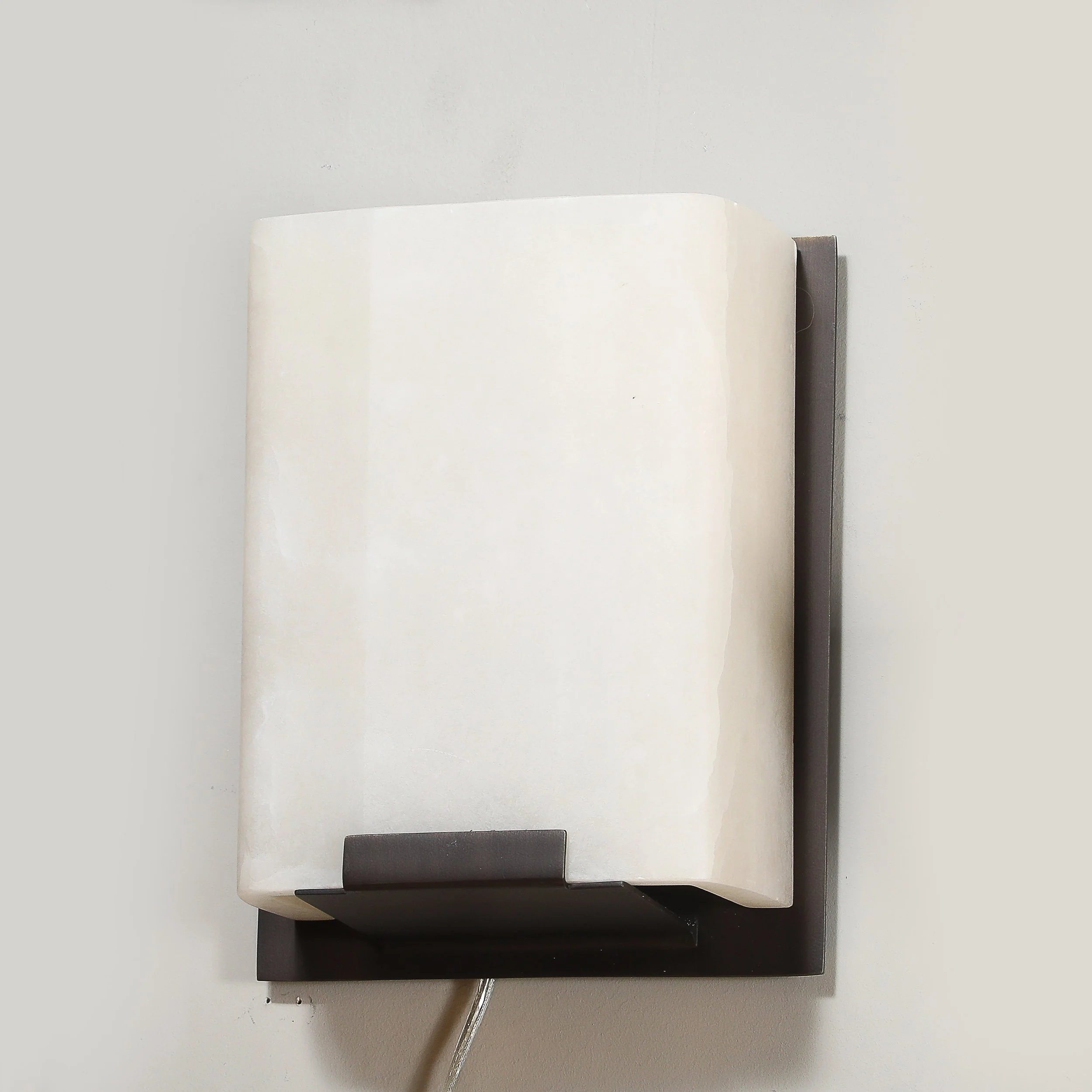 Pair of Modernist Alabaster & Oil-Rubbed Bronze Wall Sconces offered by High Style Deco — image 3