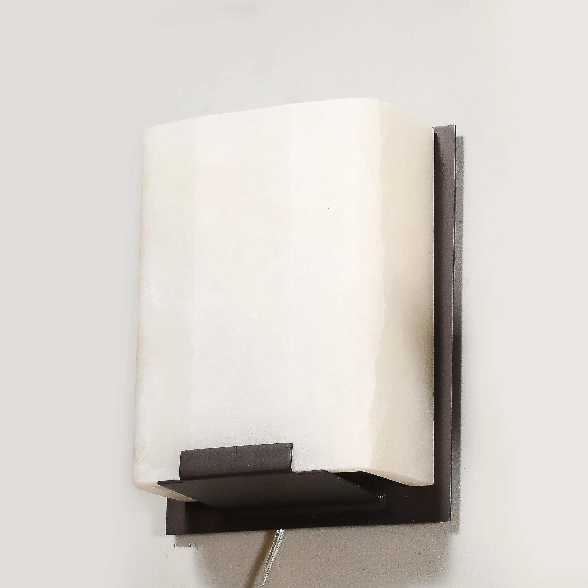 Pair of Modernist Alabaster & Oil-Rubbed Bronze Wall Sconces offered by High Style Deco — image 6