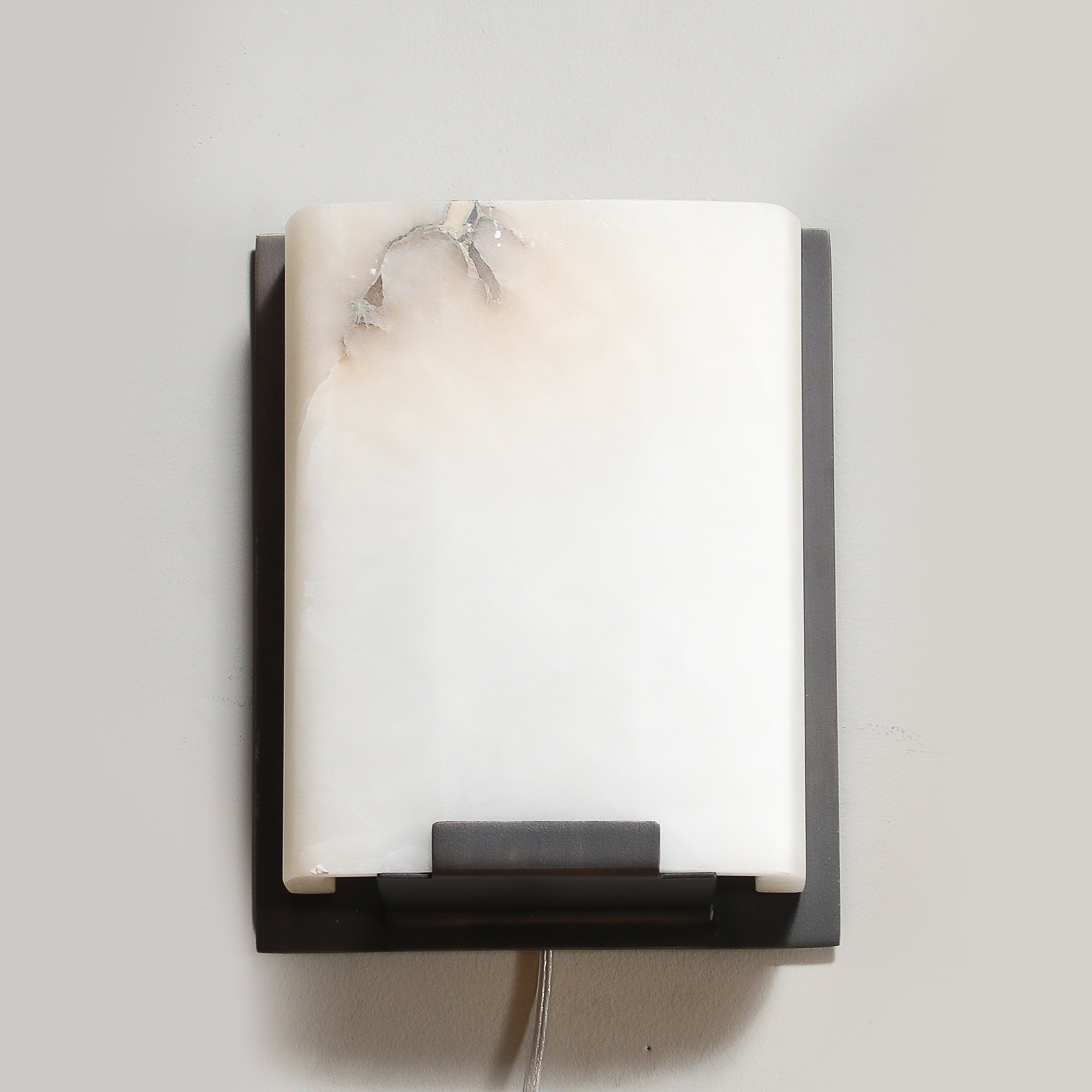 Pair of Modernist Alabaster & Oil-Rubbed Bronze Wall Sconces offered by High Style Deco — image 7