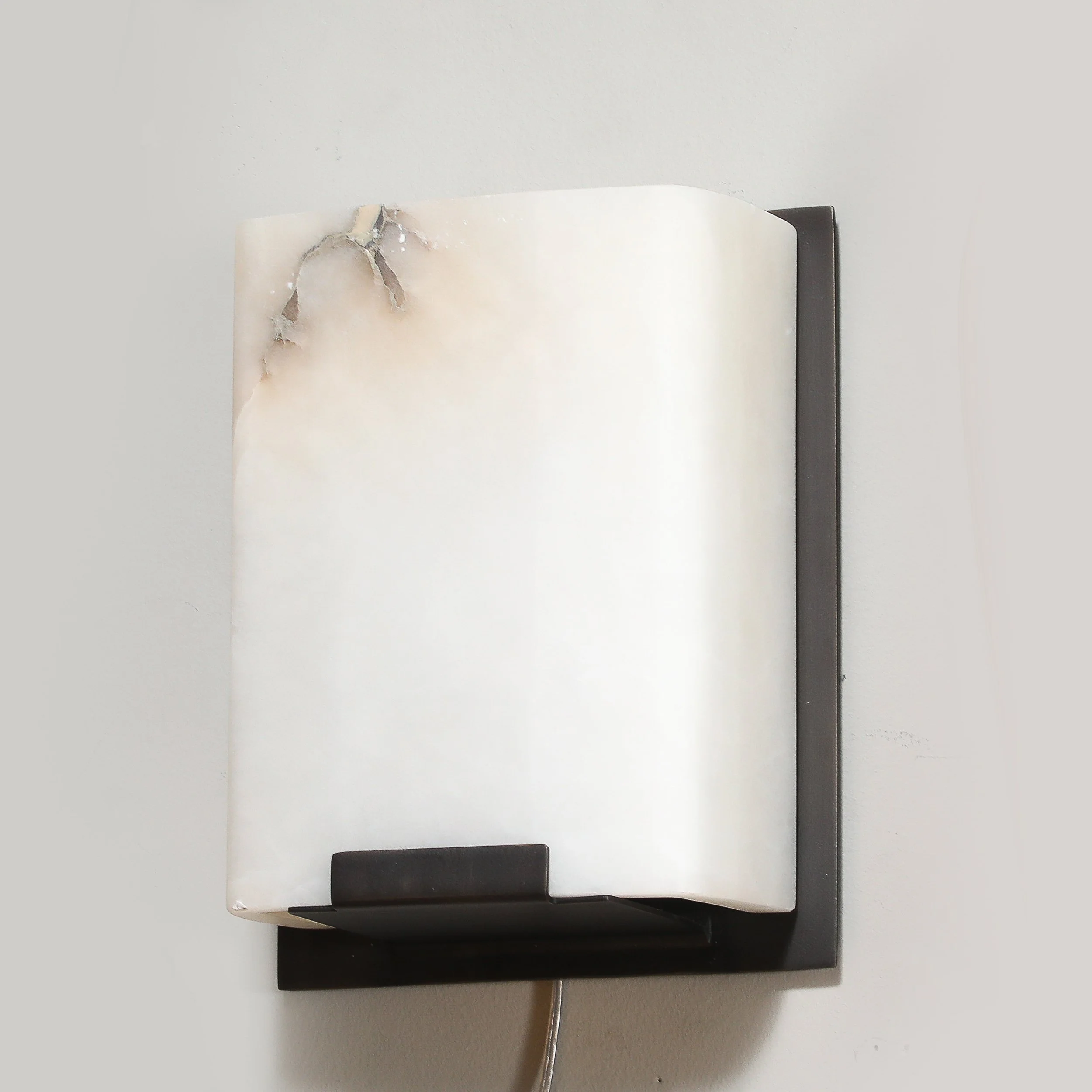 Pair of Modernist Alabaster & Oil-Rubbed Bronze Wall Sconces offered by High Style Deco — image 8