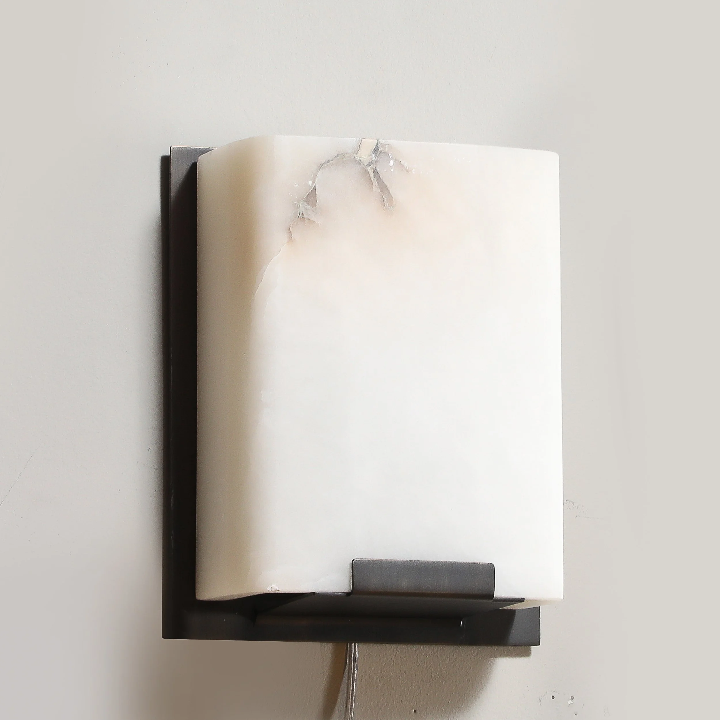 Pair of Modernist Alabaster & Oil-Rubbed Bronze Wall Sconces offered by High Style Deco — image 9