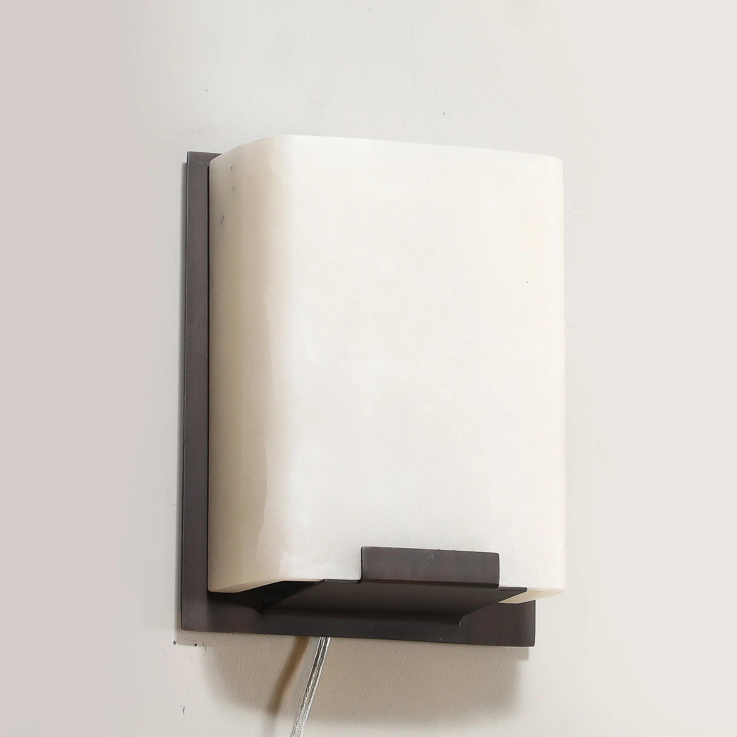 Pair of Modernist Alabaster & Oil-Rubbed Bronze Wall Sconces offered by High Style Deco — image 10