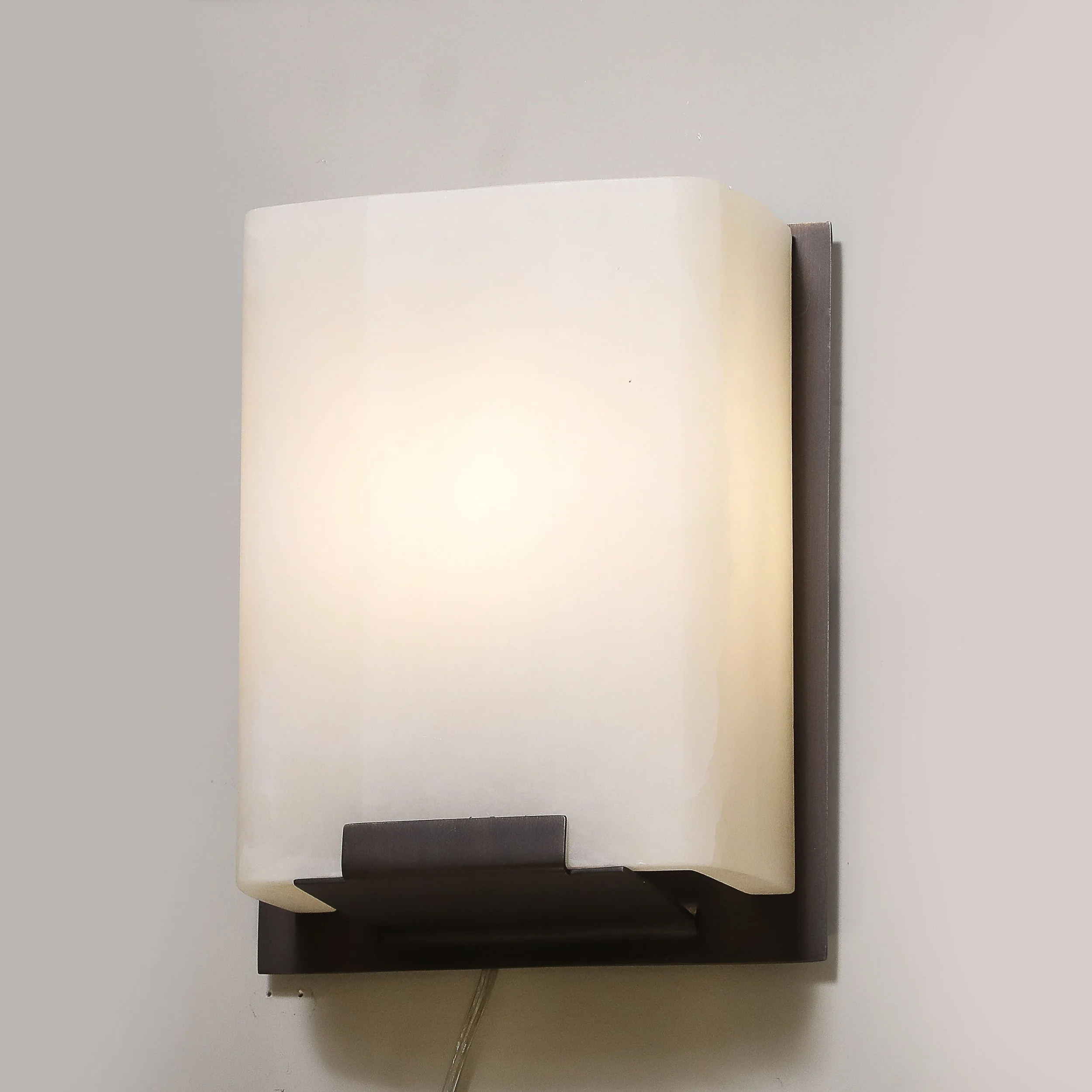 Pair of Modernist Alabaster & Oil-Rubbed Bronze Wall Sconces offered by High Style Deco — image 14