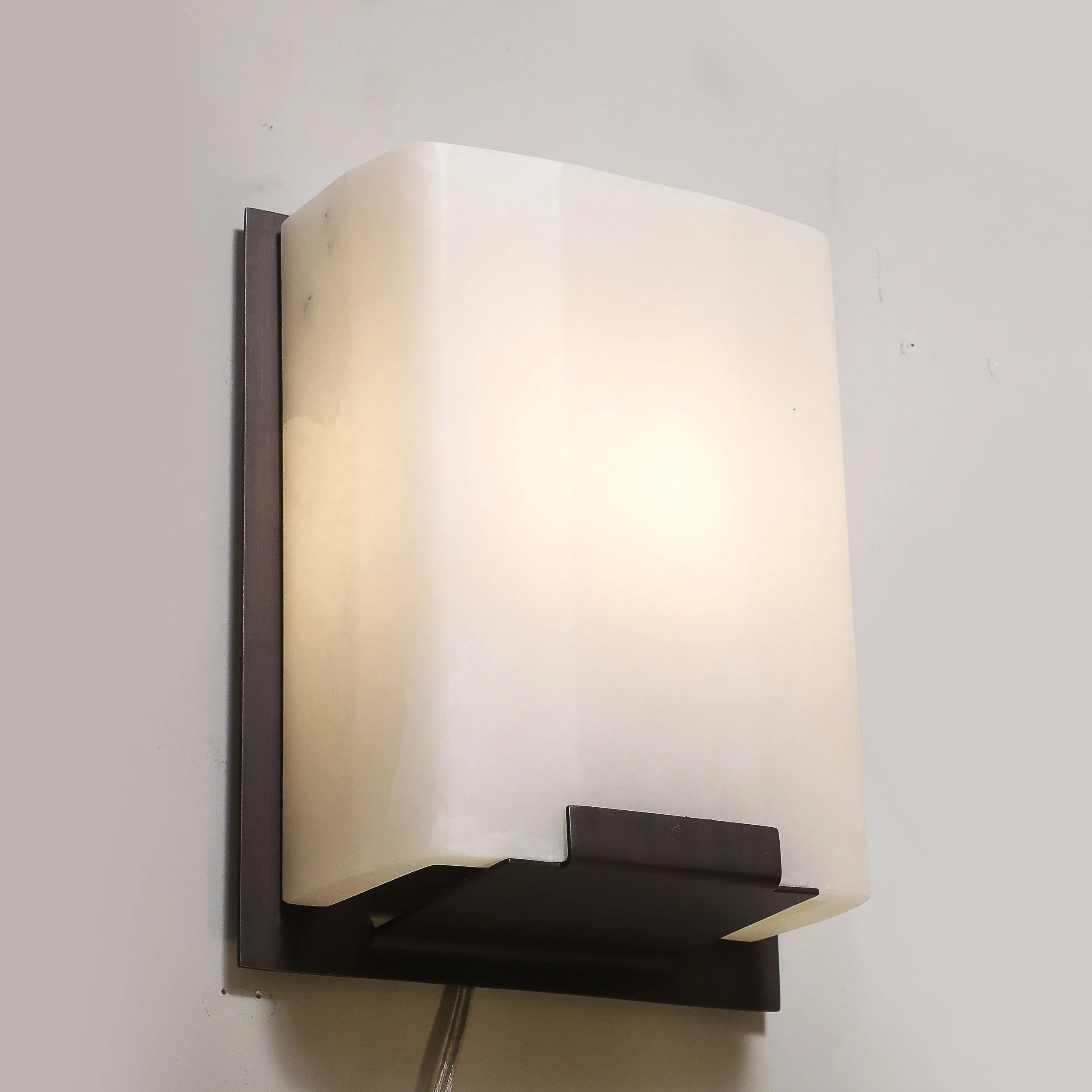 Pair of Modernist Alabaster & Oil-Rubbed Bronze Wall Sconces offered by High Style Deco — image 15