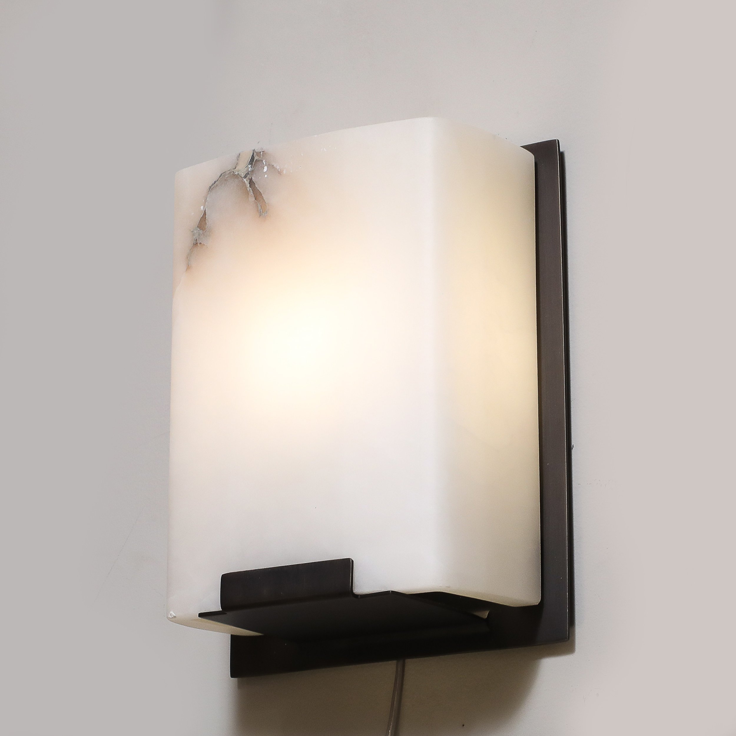 Pair of Modernist Alabaster & Oil-Rubbed Bronze Wall Sconces offered by High Style Deco — image 16