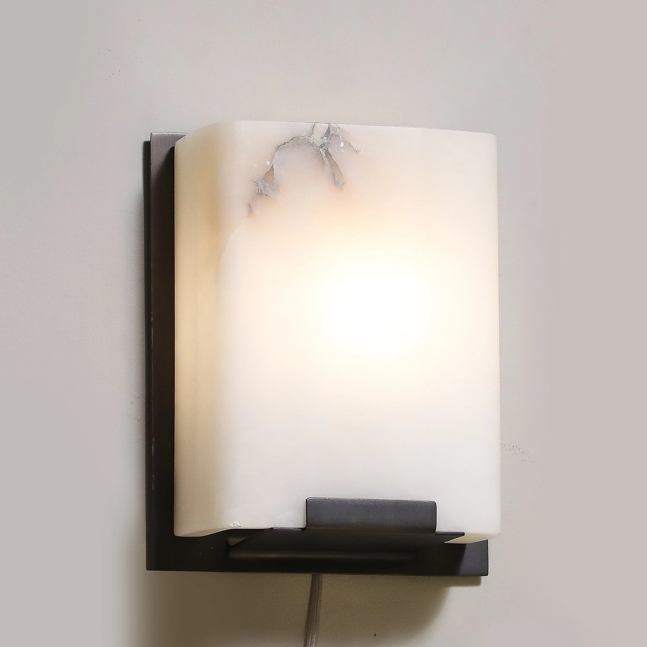 Pair of Modernist Alabaster & Oil-Rubbed Bronze Wall Sconces offered by High Style Deco — image 18