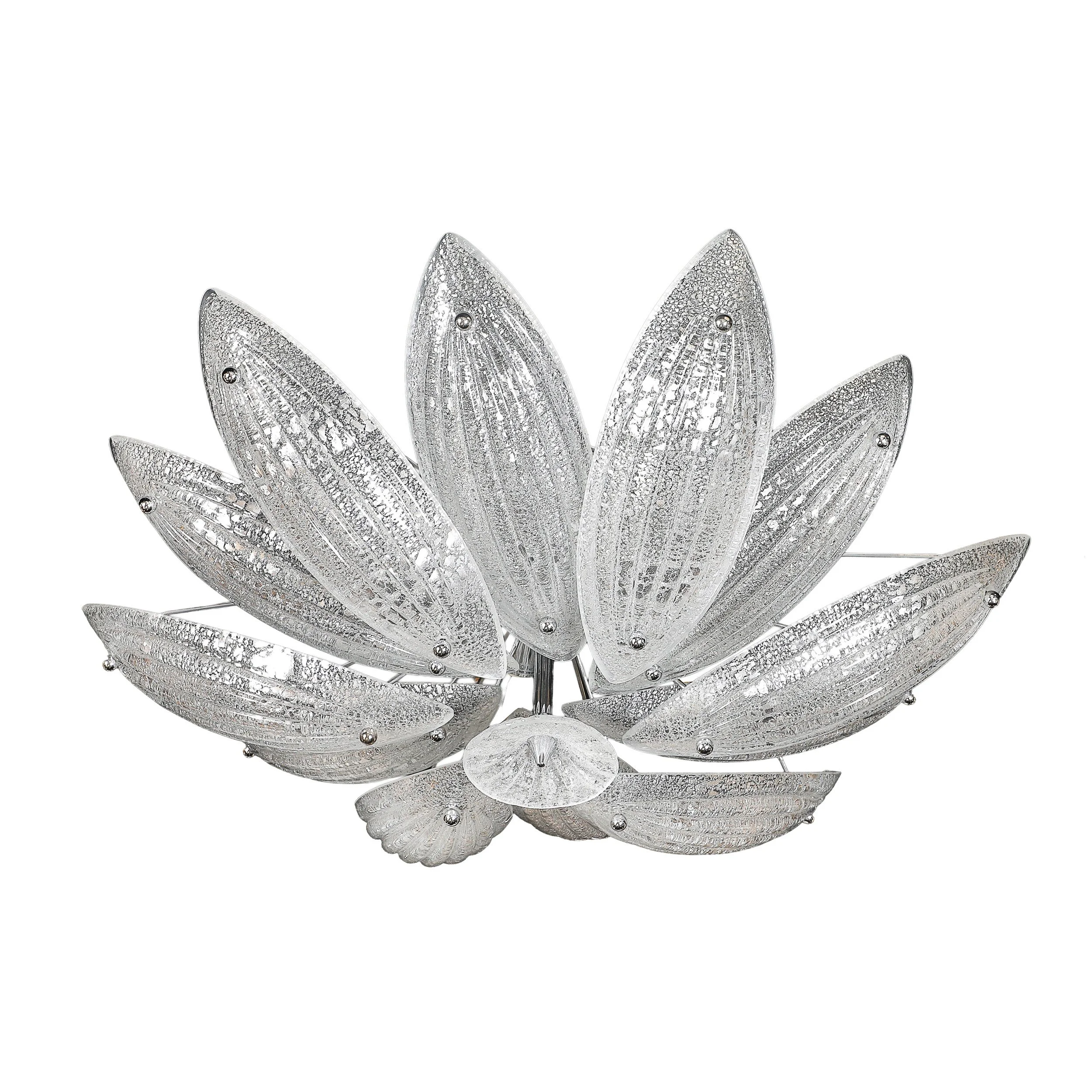 Modernist Hand-Blown Murano Glass Reeded Leaf Form Chandelier W/ 24K White Gold offered by High Style Deco — image 12