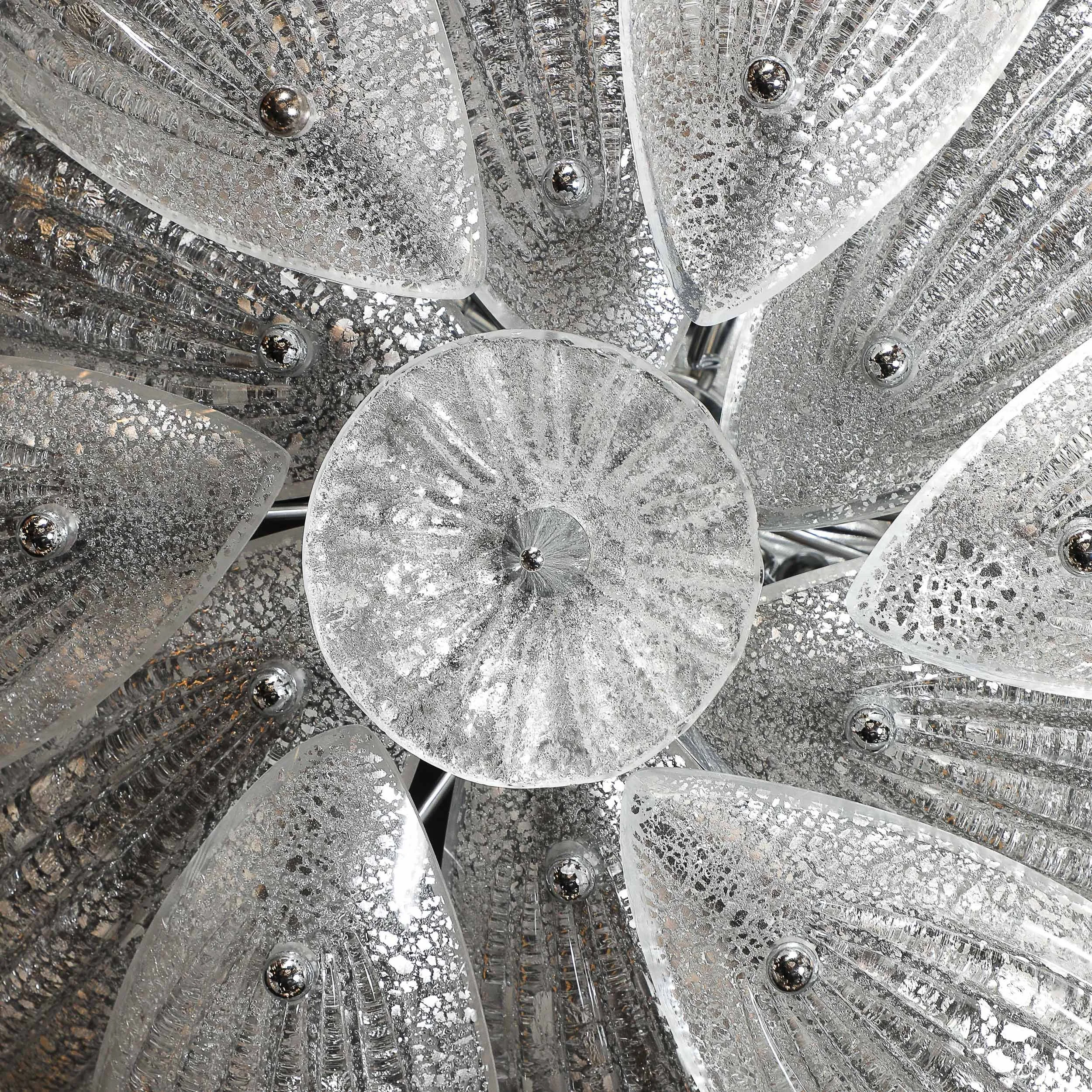 Modernist Hand-Blown Murano Glass Reeded Leaf Form Chandelier W/ 24K White Gold offered by High Style Deco — image 18