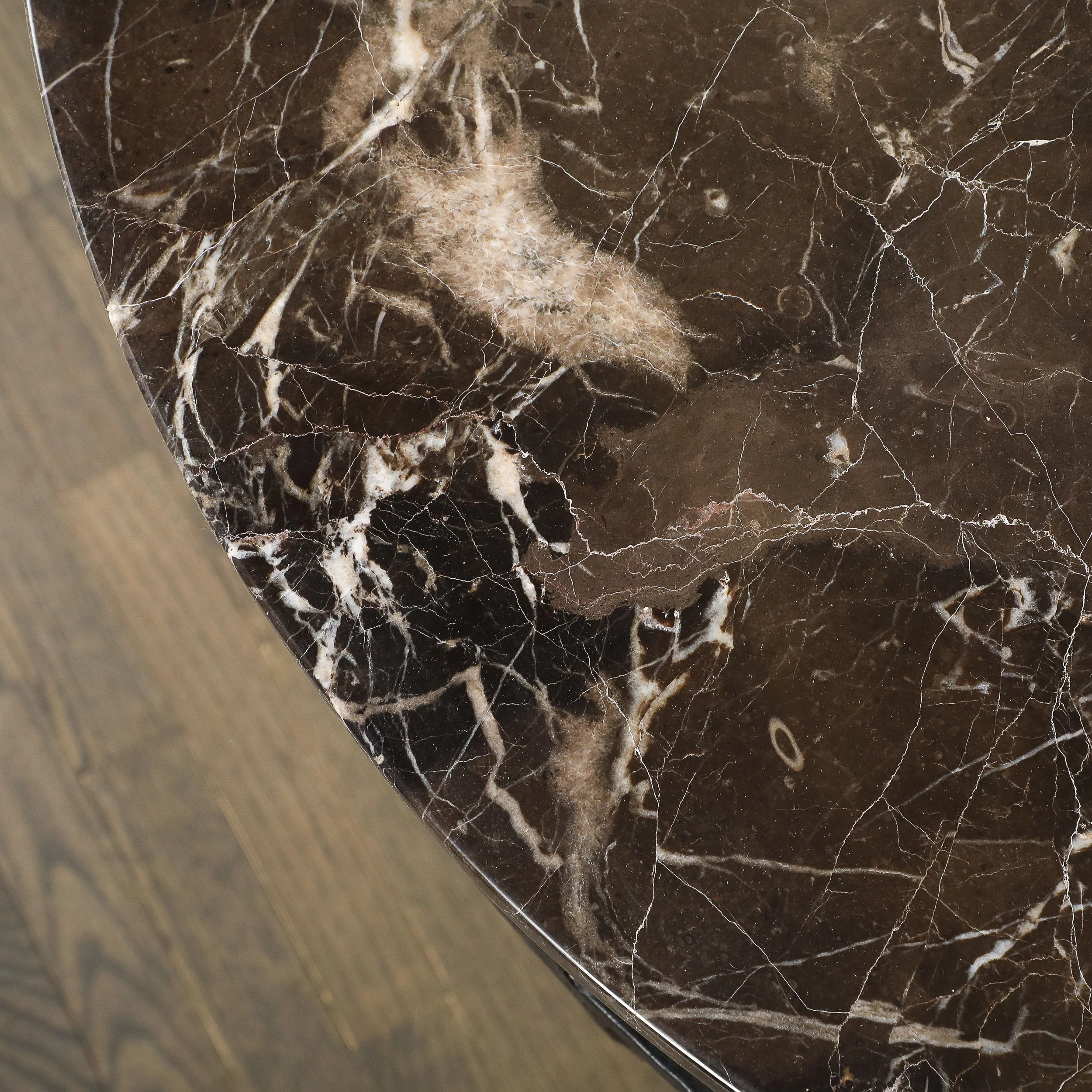 Art Deco Demilune Wrought-Iron Spiral & Noir St Laurent Marble Console Table offered by High Style Deco — image 4