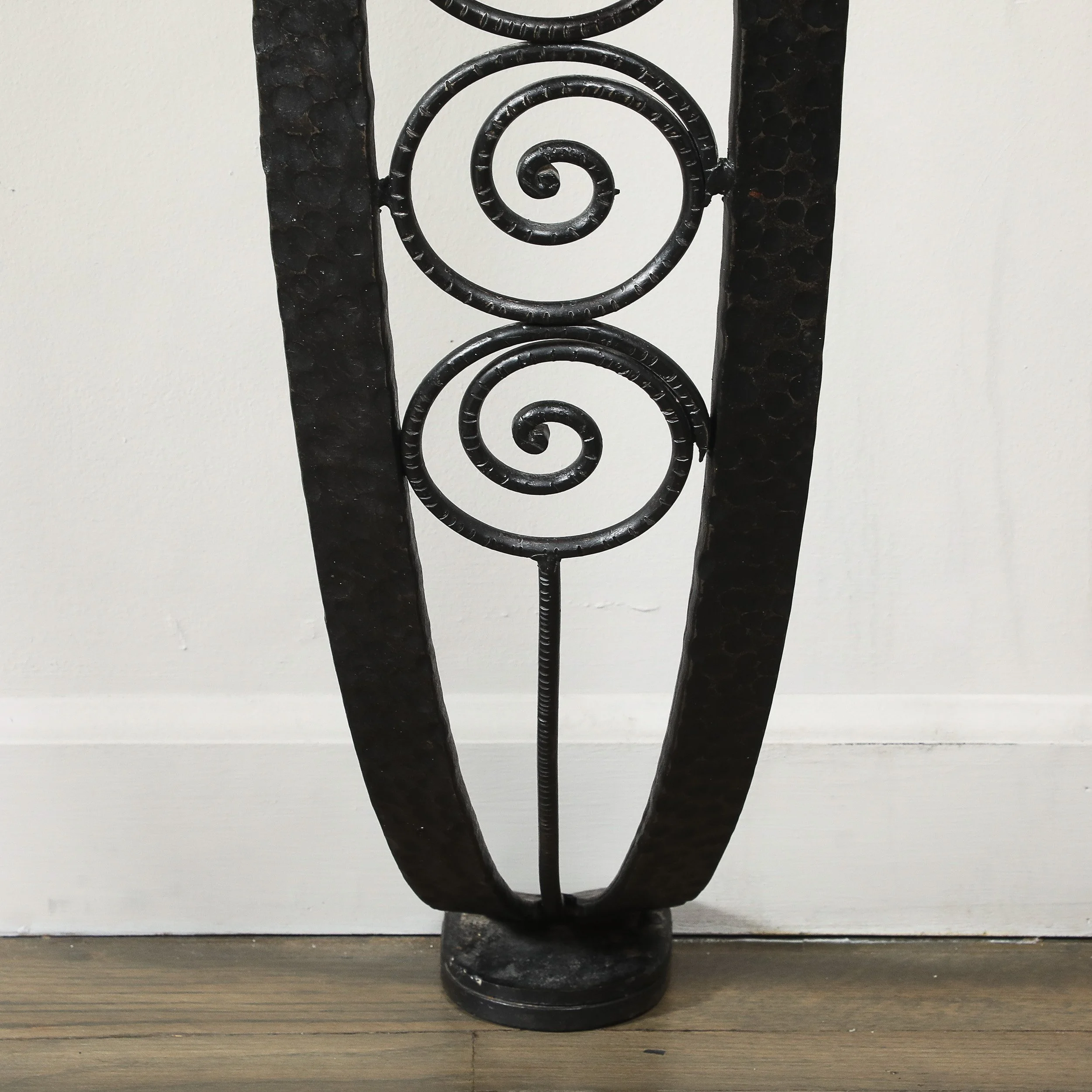 Art Deco Demilune Wrought-Iron Spiral & Noir St Laurent Marble Console Table offered by High Style Deco — image 8