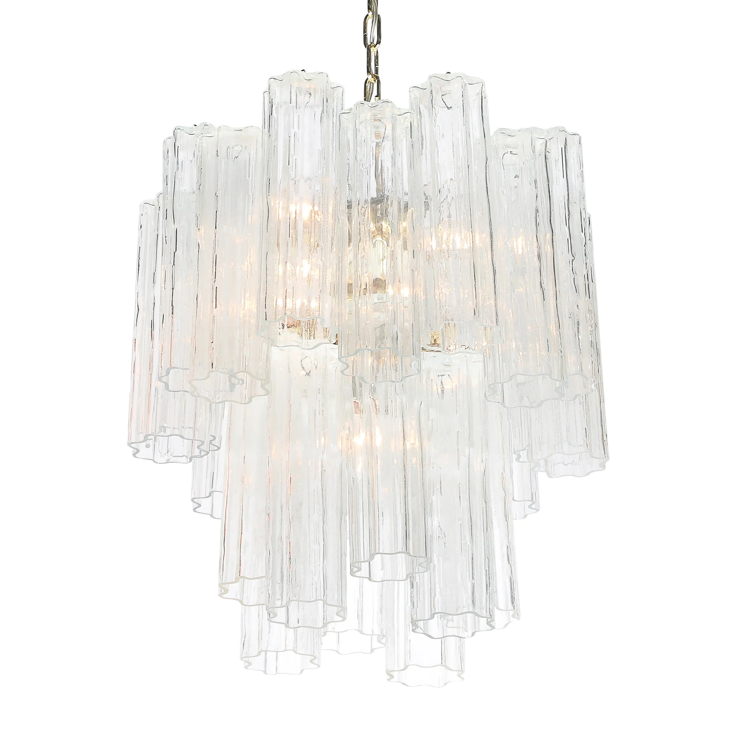 Mid-Century Modernist Murano Glass Tronchi Chandelier w/ Brass Fittings offered by High Style Deco — image 4