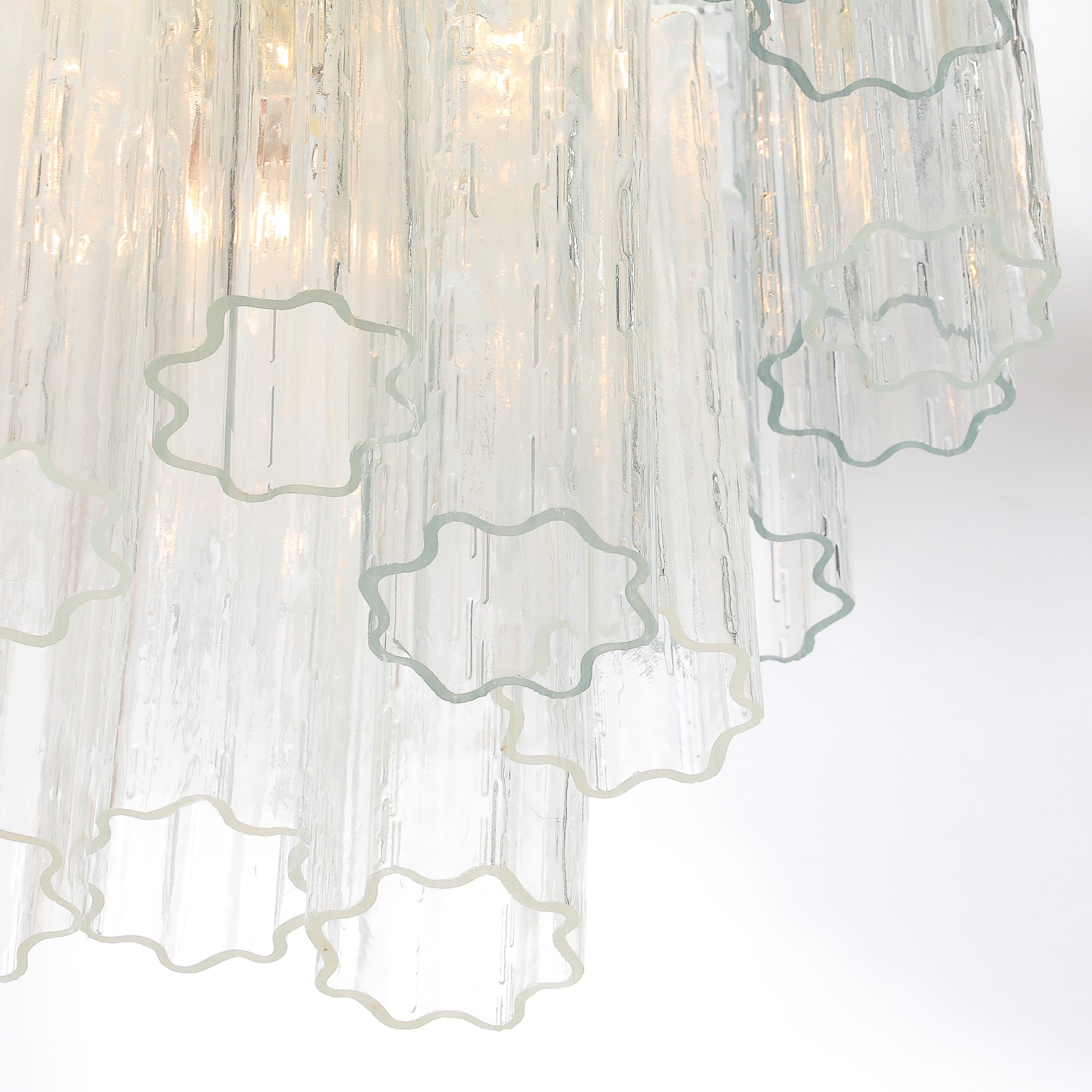 Mid-Century Modernist Murano Glass Tronchi Chandelier w/ Brass Fittings offered by High Style Deco — image 2