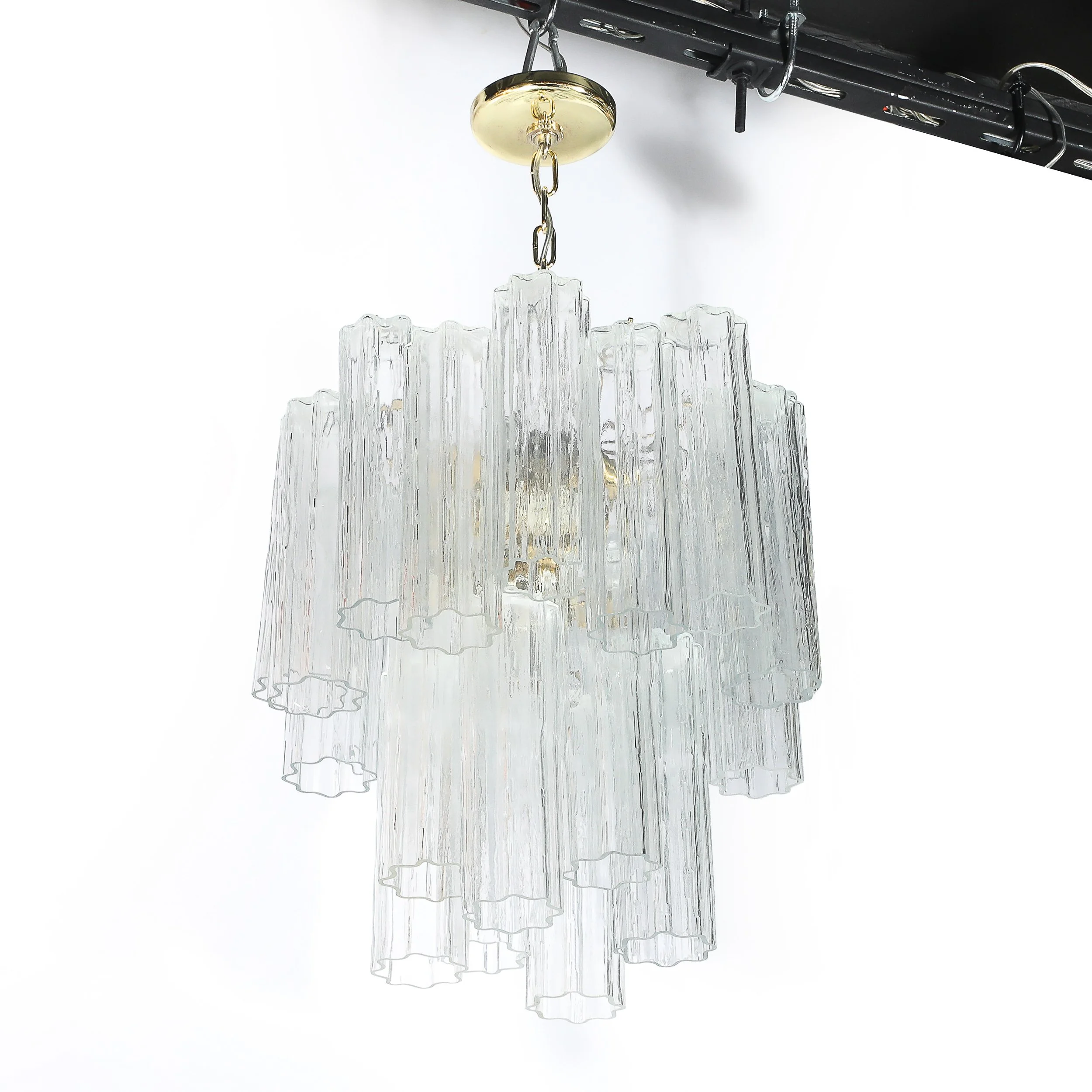 Mid-Century Modernist Murano Glass Tronchi Chandelier w/ Brass Fittings offered by High Style Deco — image 11