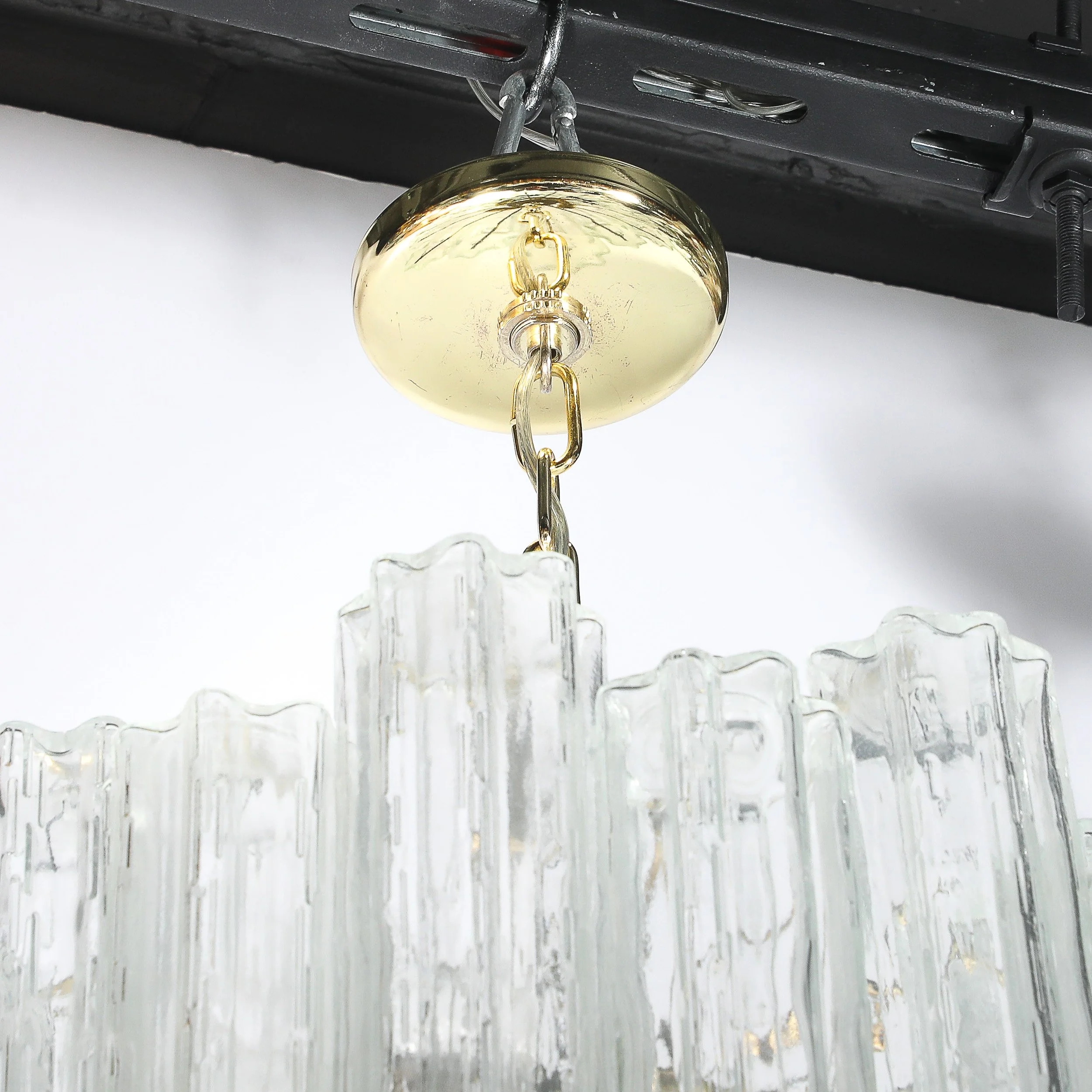Mid-Century Modernist Murano Glass Tronchi Chandelier w/ Brass Fittings offered by High Style Deco — image 13