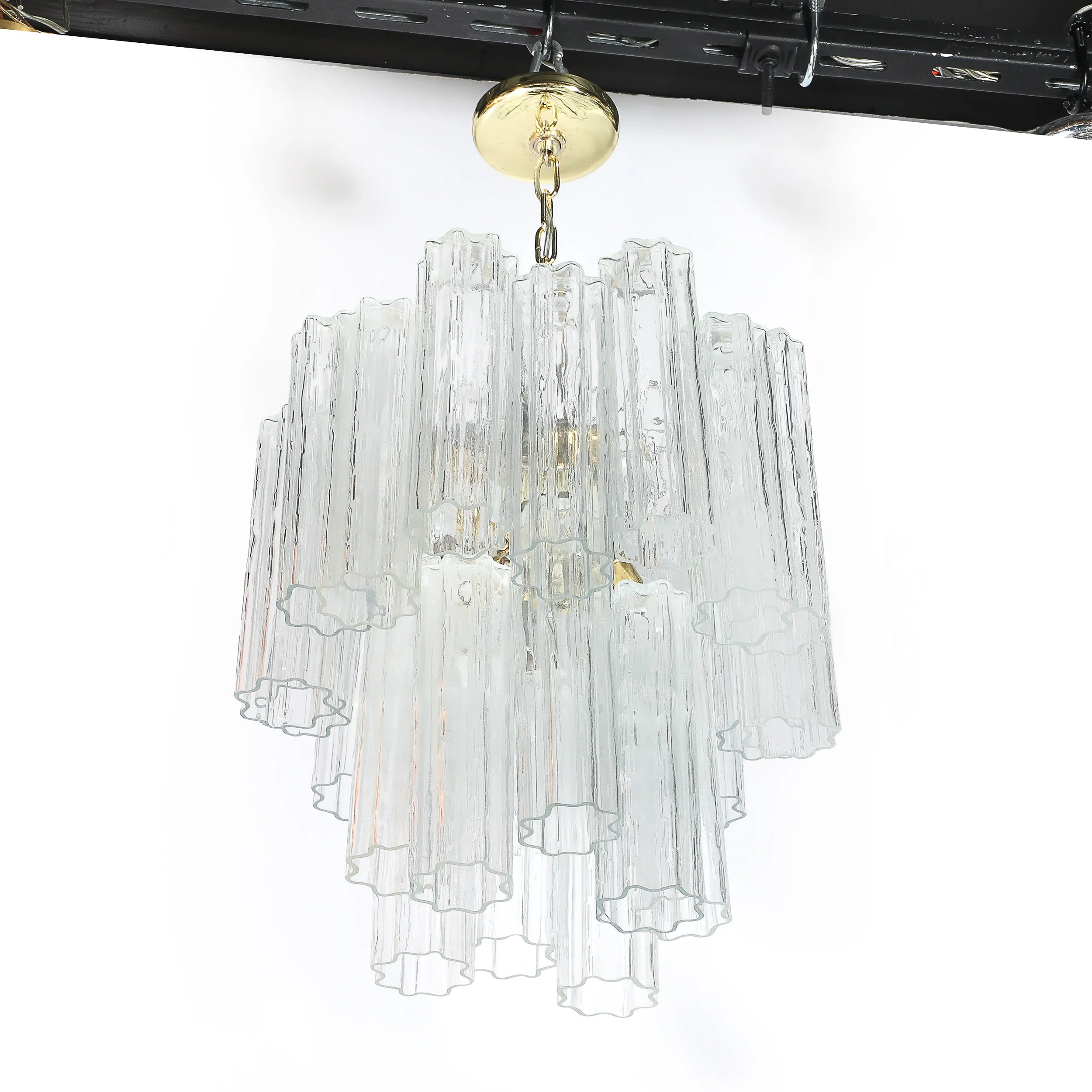 Mid-Century Modernist Murano Glass Tronchi Chandelier w/ Brass Fittings offered by High Style Deco — image 14