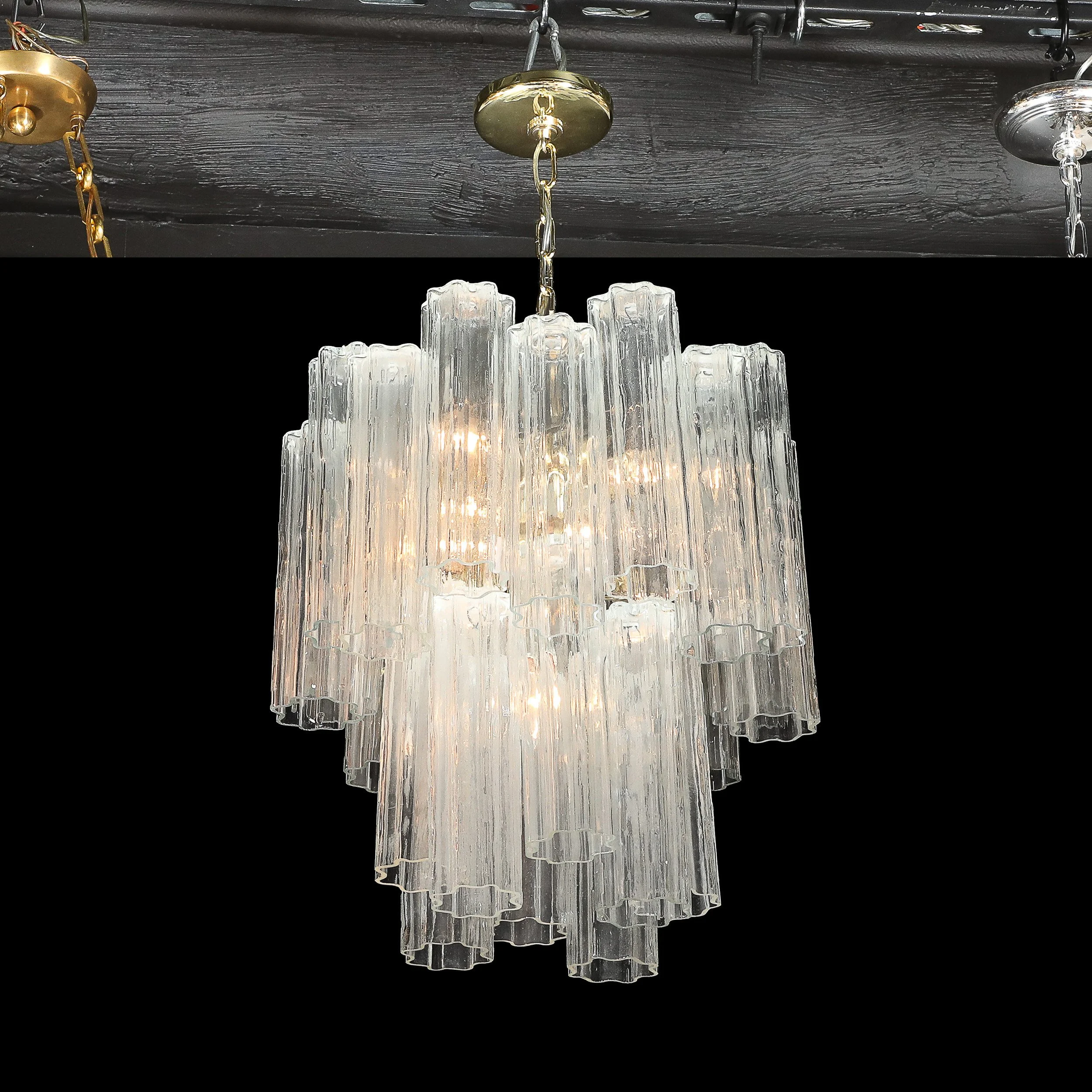 Mid-Century Modernist Murano Glass Tronchi Chandelier w/ Brass Fittings offered by High Style Deco — image 15