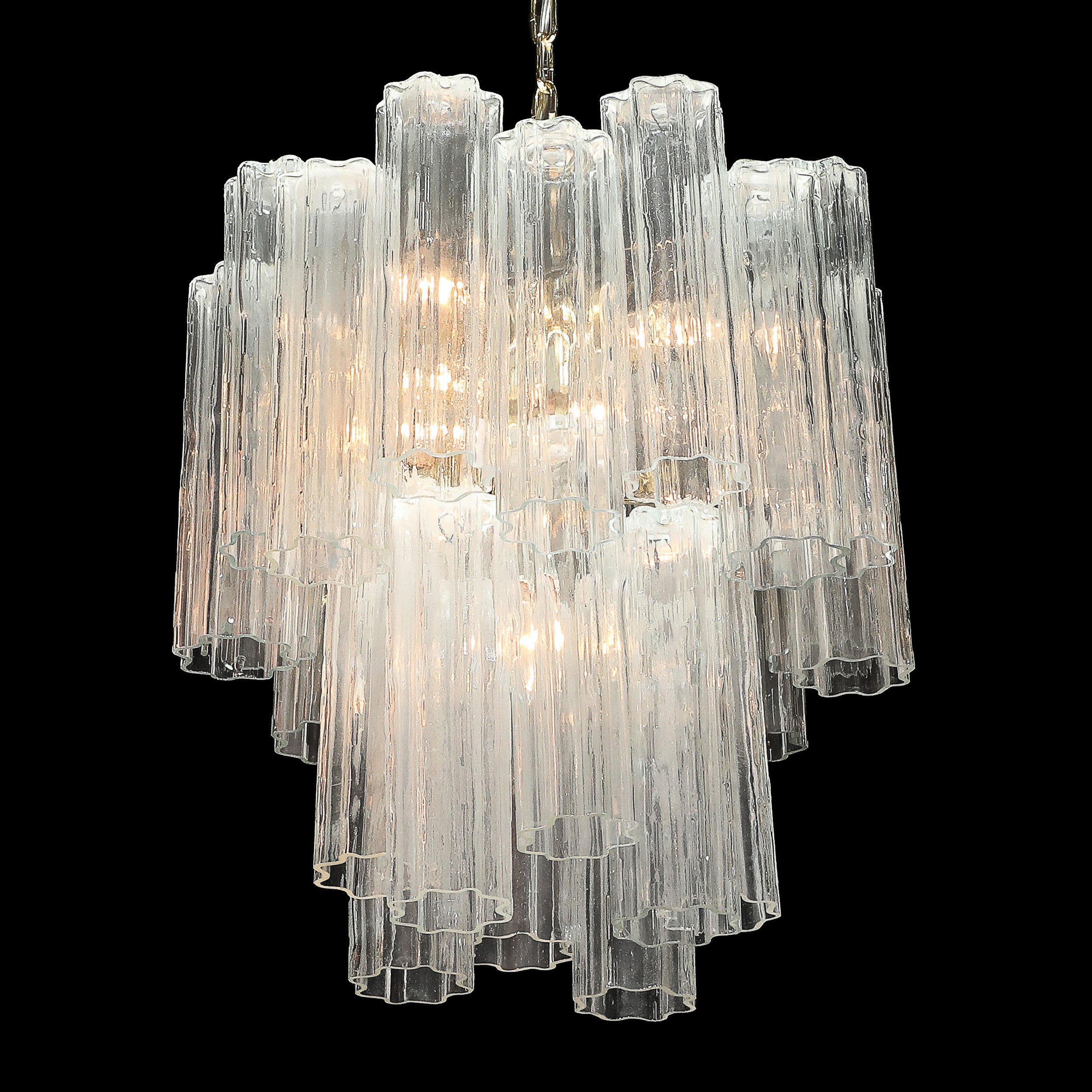 Mid-Century Modernist Murano Glass Tronchi Chandelier w/ Brass Fittings offered by High Style Deco — image 16