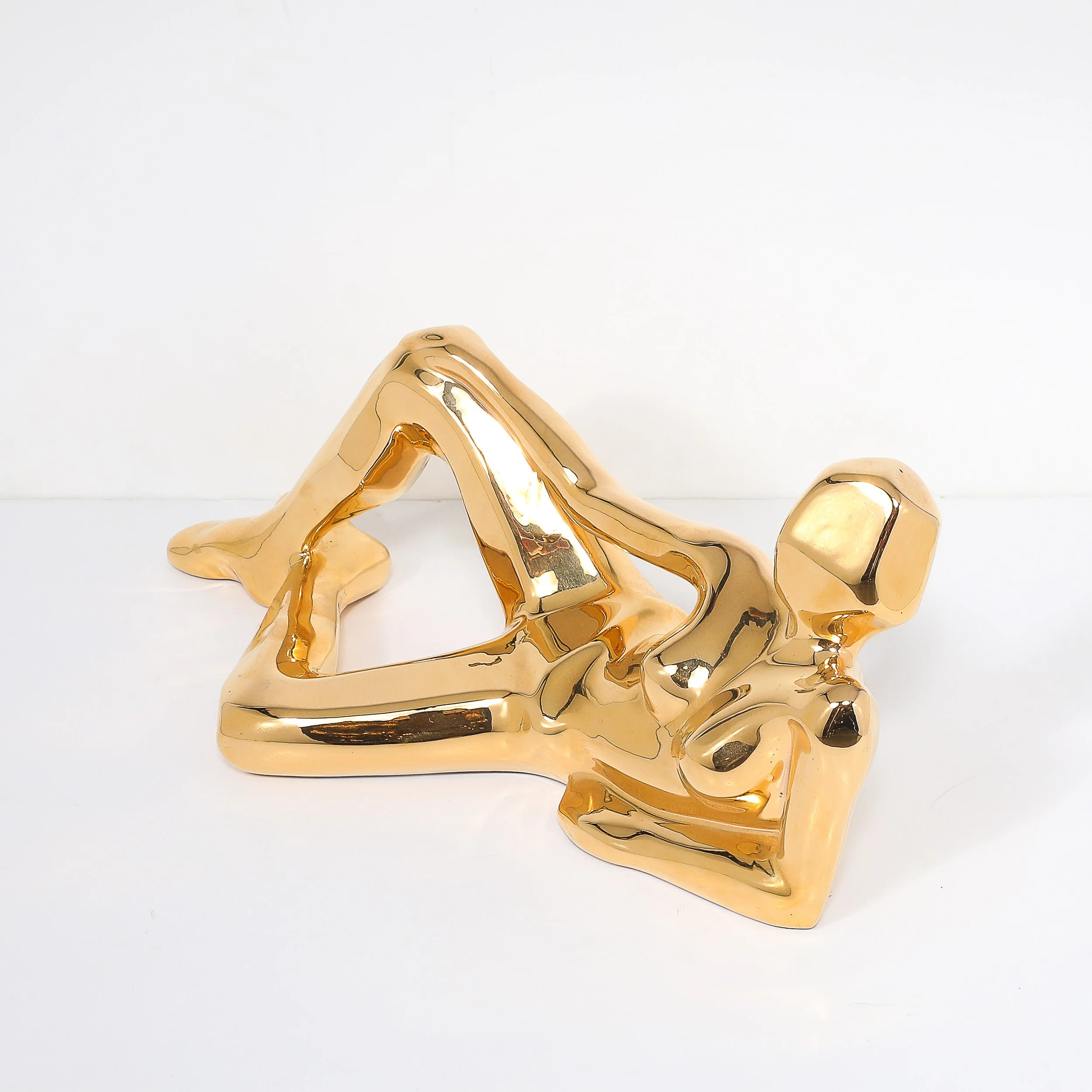 Mid-Century Gold-Plated Ceramic Sculpture of a Reclining Woman Signed Jaru offered by High Style Deco — image 5