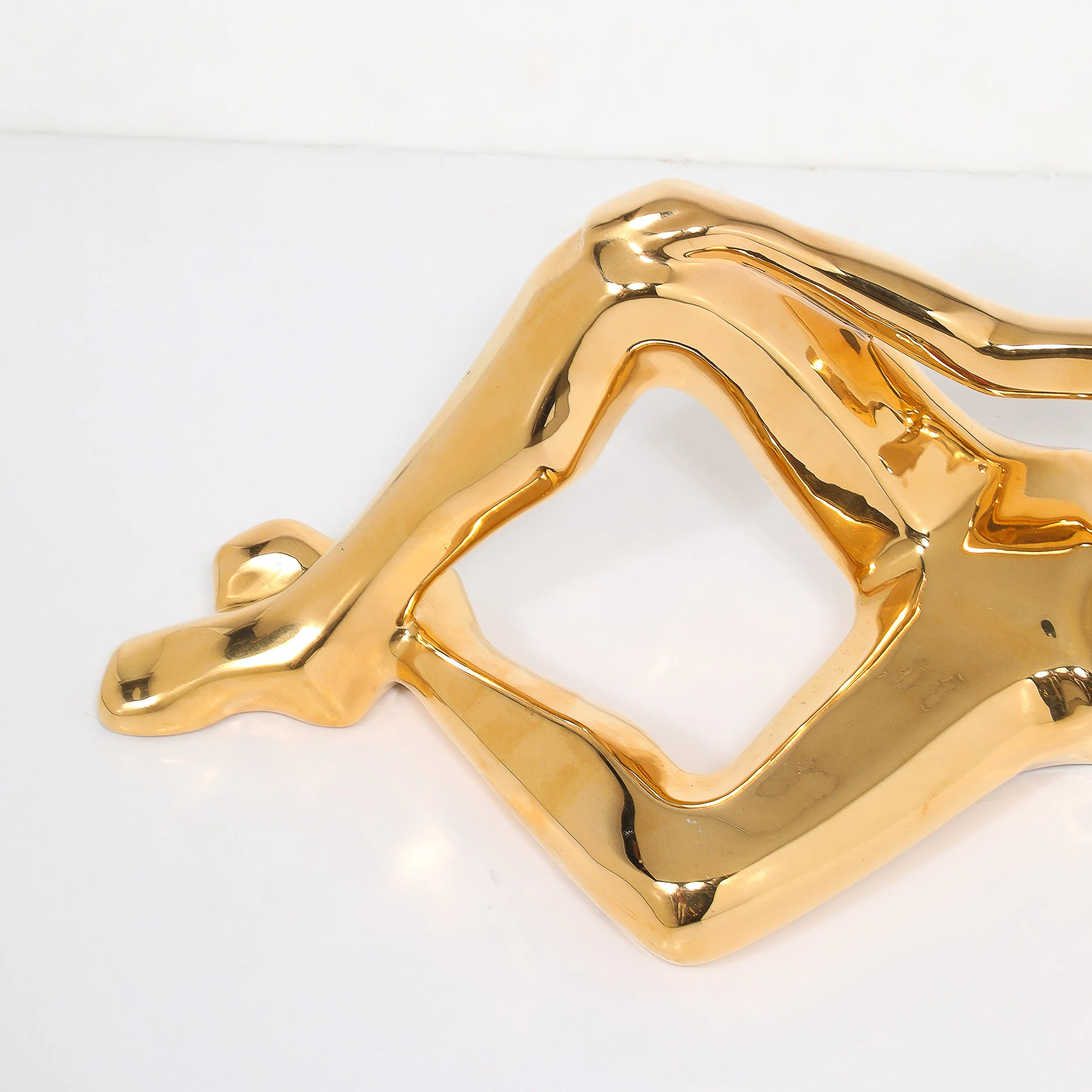 Mid-Century Gold-Plated Ceramic Sculpture of a Reclining Woman Signed Jaru offered by High Style Deco — image 4