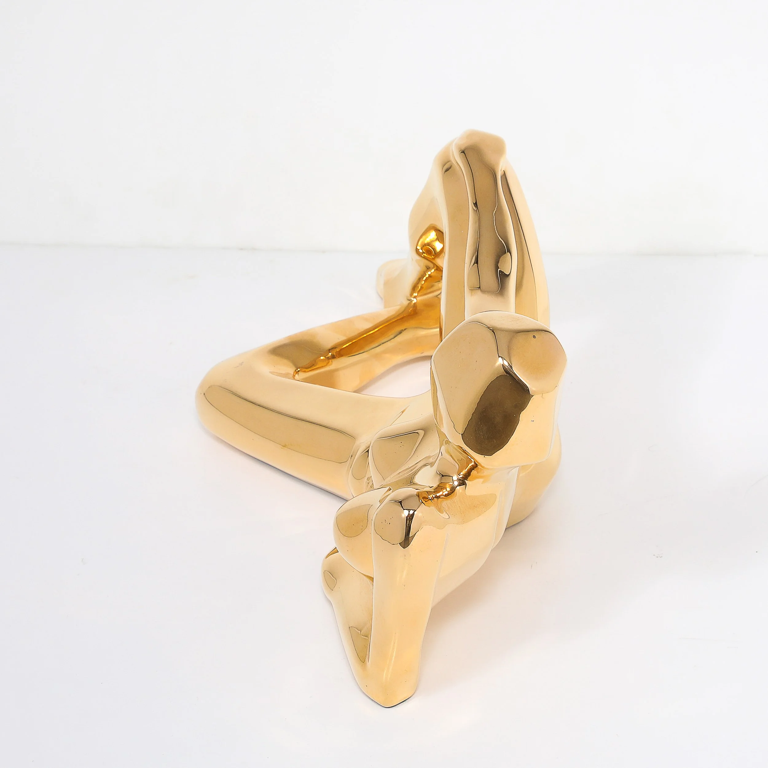 Mid-Century Gold-Plated Ceramic Sculpture of a Reclining Woman Signed Jaru offered by High Style Deco — image 6
