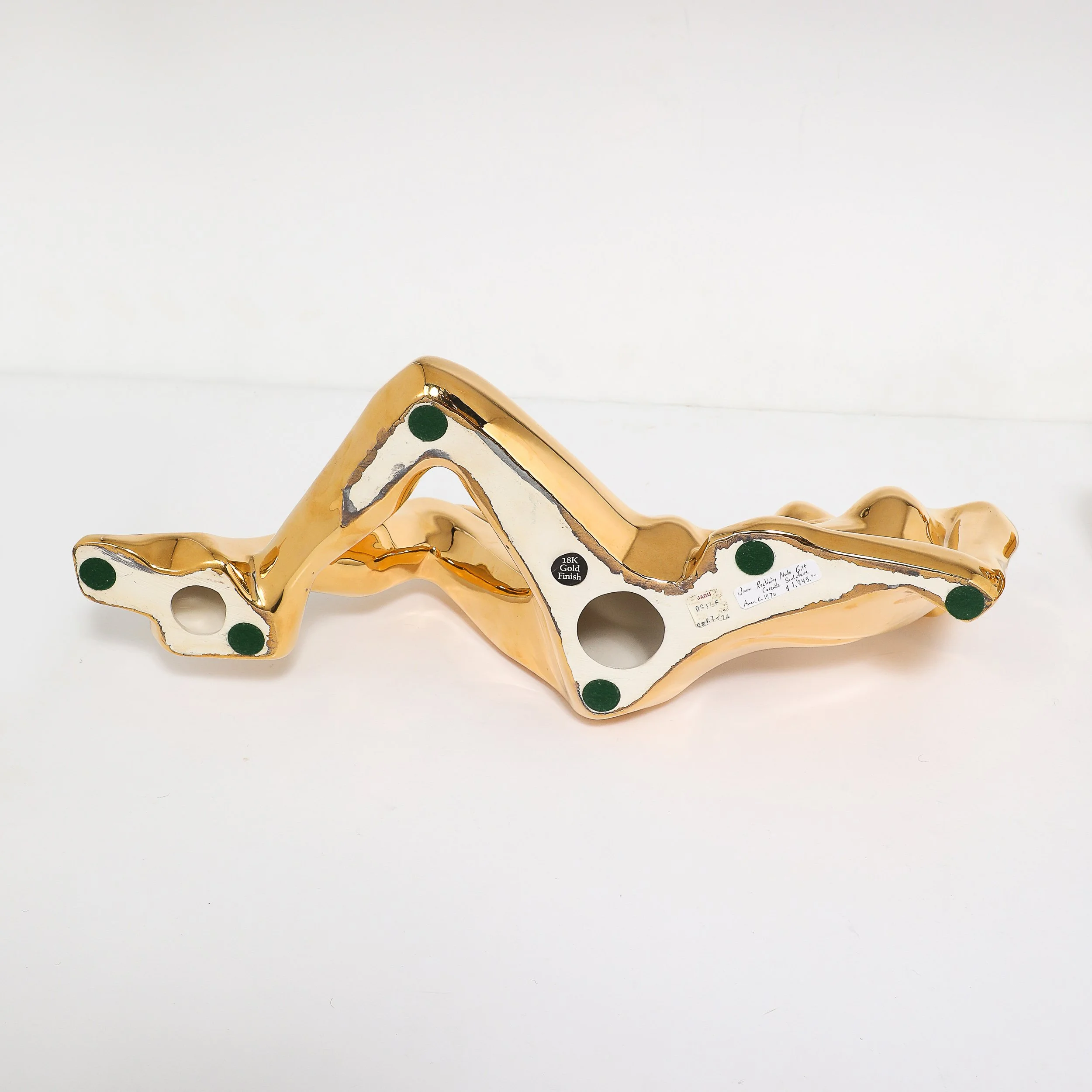 Mid-Century Gold-Plated Ceramic Sculpture of a Reclining Woman Signed Jaru offered by High Style Deco — image 10