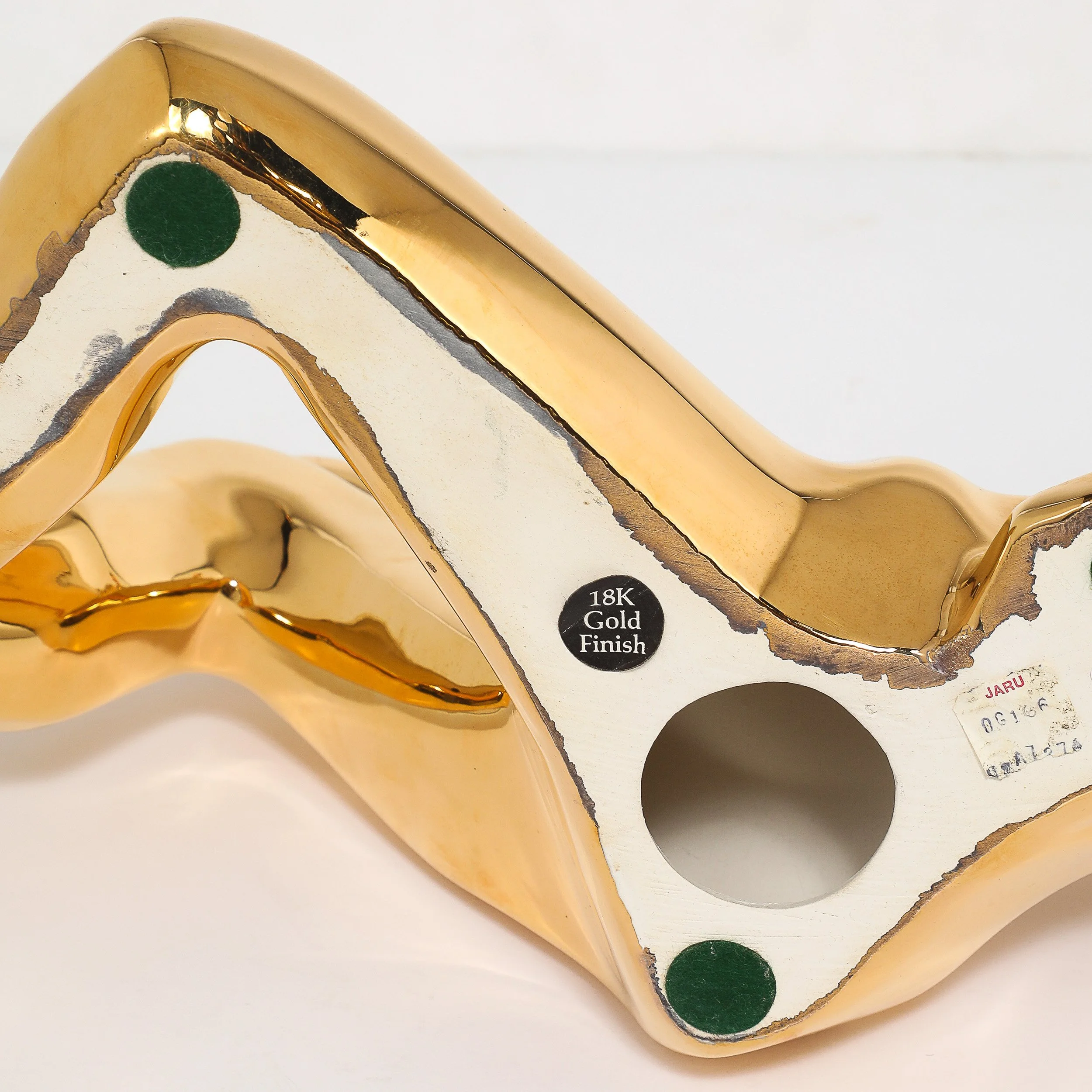 Mid-Century Gold-Plated Ceramic Sculpture of a Reclining Woman Signed Jaru offered by High Style Deco — image 11