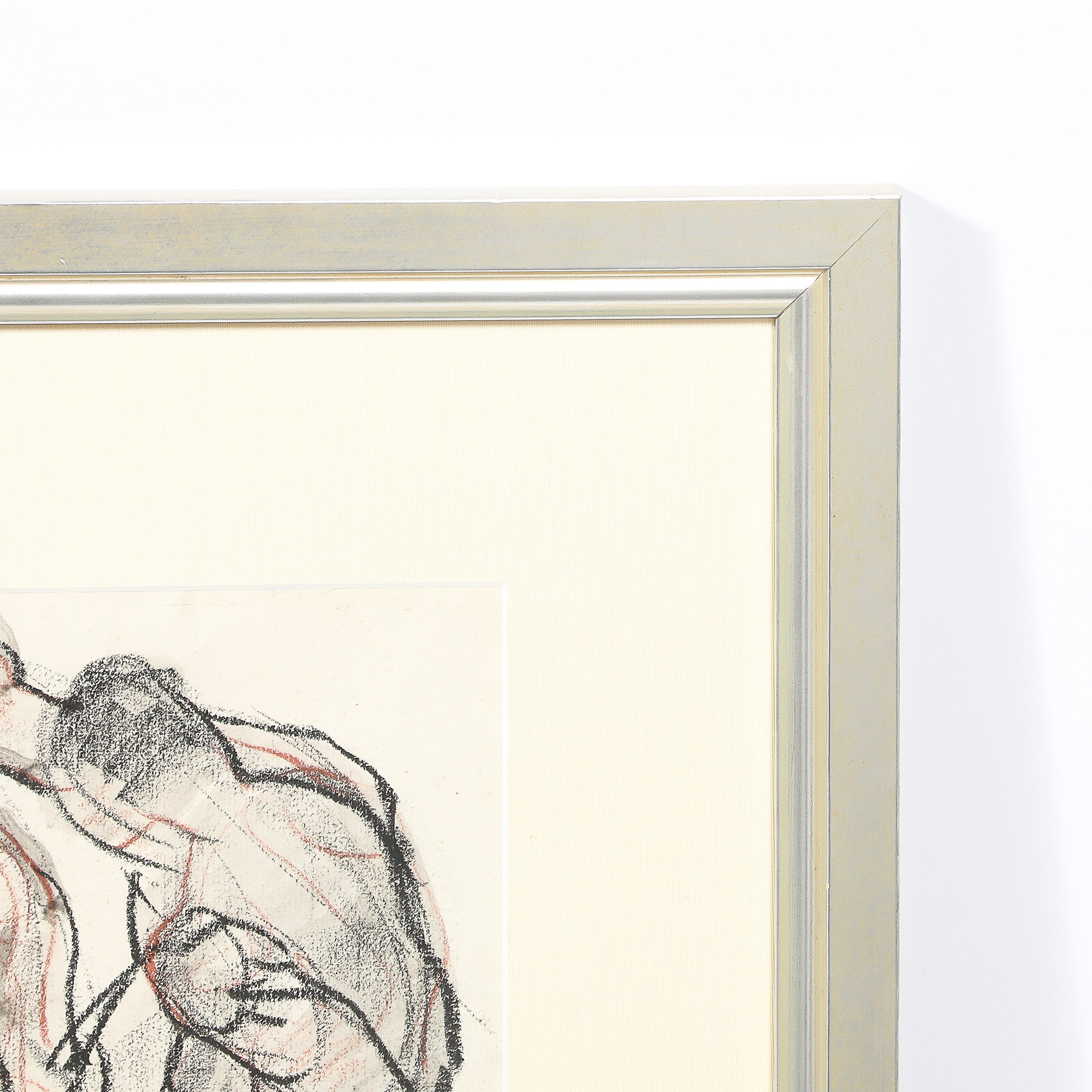 Mid-Century "Boxers" Charcoal & Conte w/ Watercolor signed Boris Lovet-Lorski offered by High Style Deco — image 4
