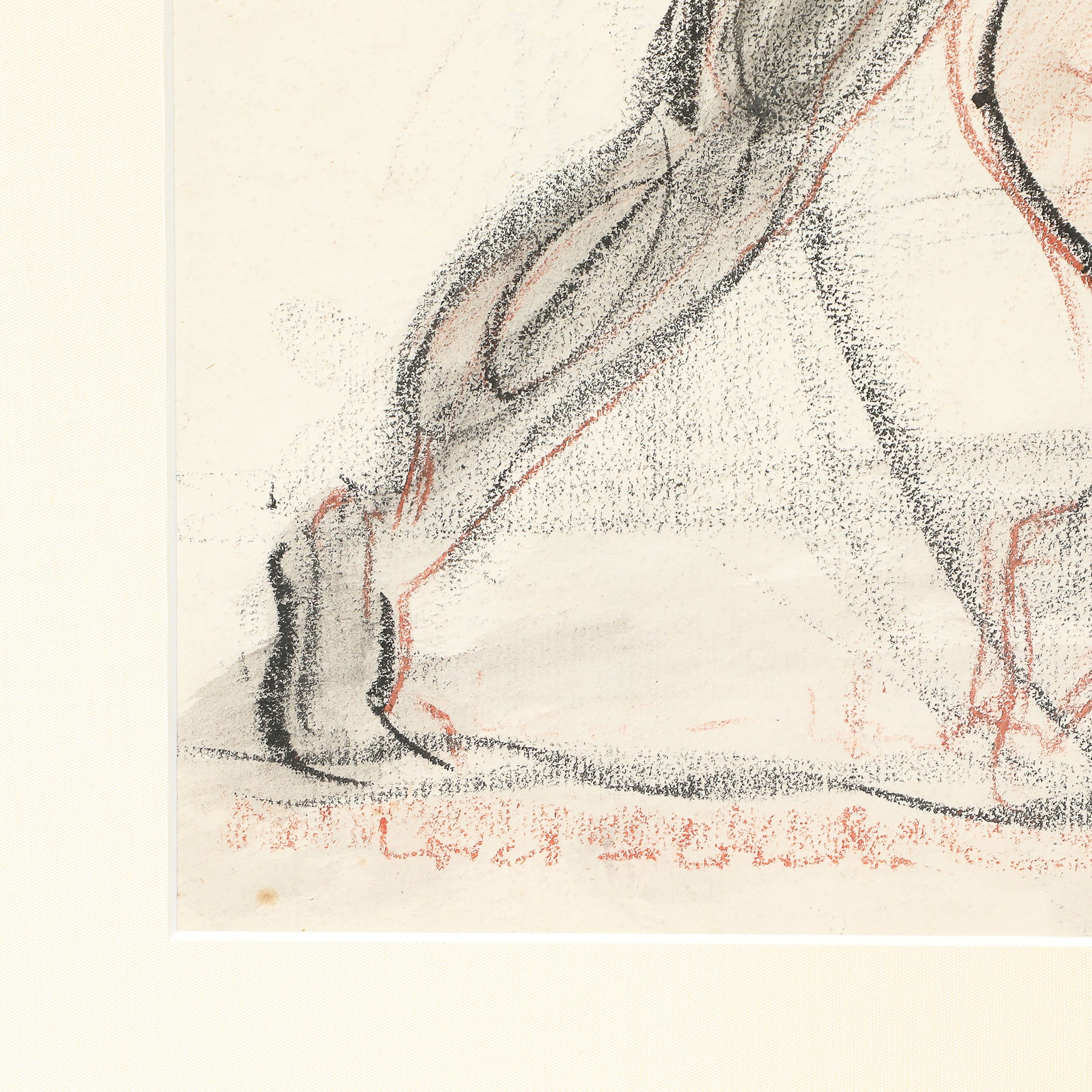 Mid-Century "Boxers" Charcoal & Conte w/ Watercolor signed Boris Lovet-Lorski offered by High Style Deco — image 6