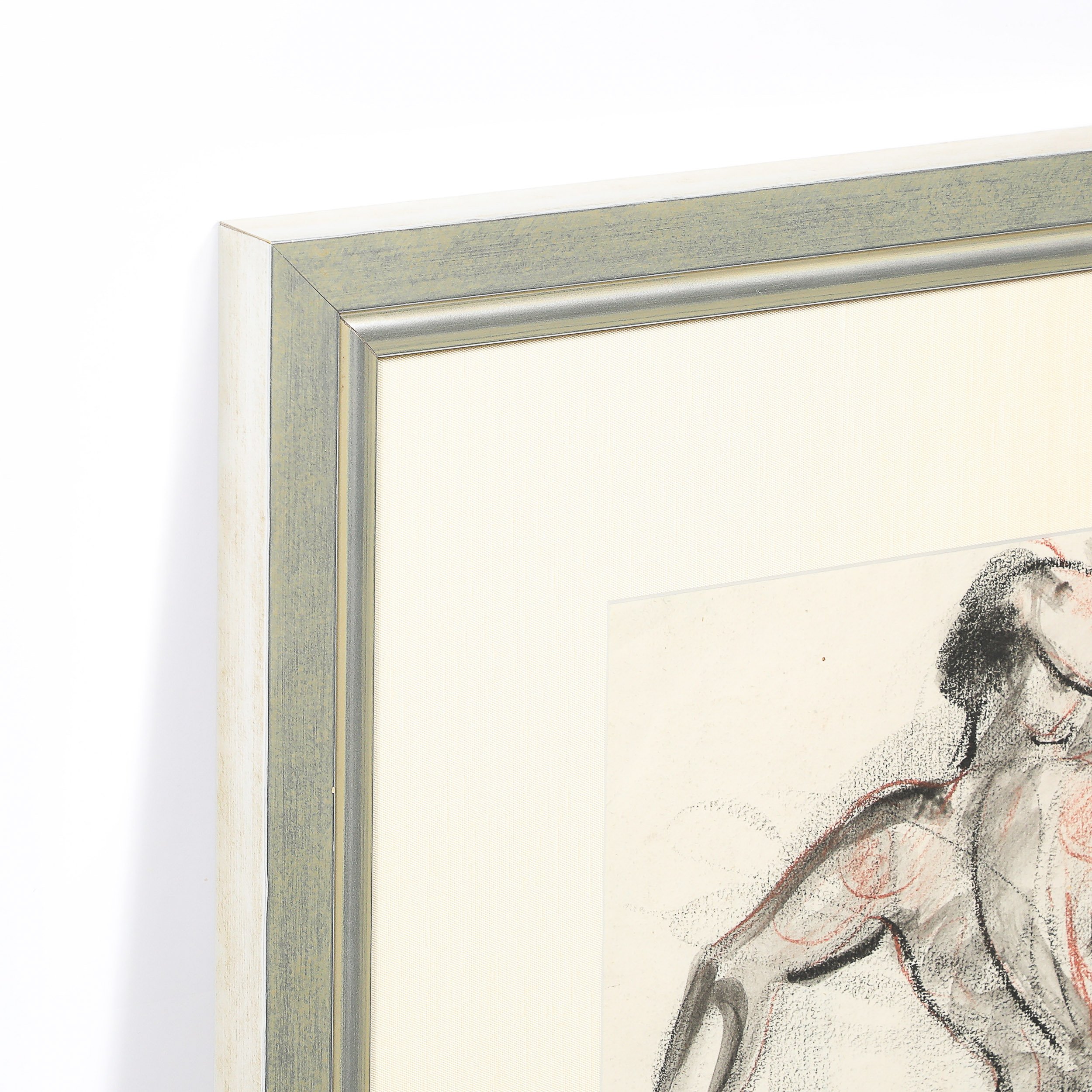Mid-Century "Boxers" Charcoal & Conte w/ Watercolor signed Boris Lovet-Lorski offered by High Style Deco — image 8