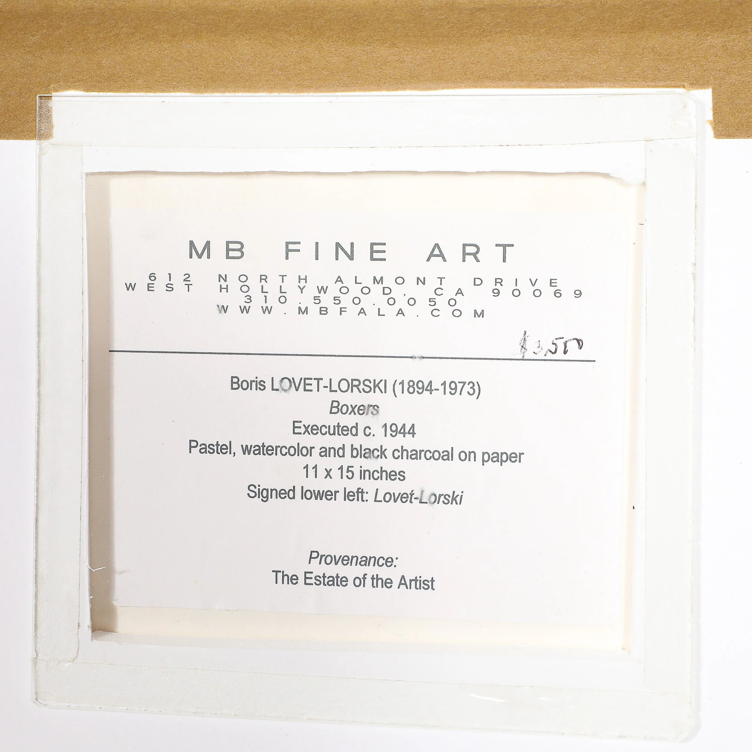 Mid-Century "Boxers" Charcoal & Conte w/ Watercolor signed Boris Lovet-Lorski offered by High Style Deco — image 10