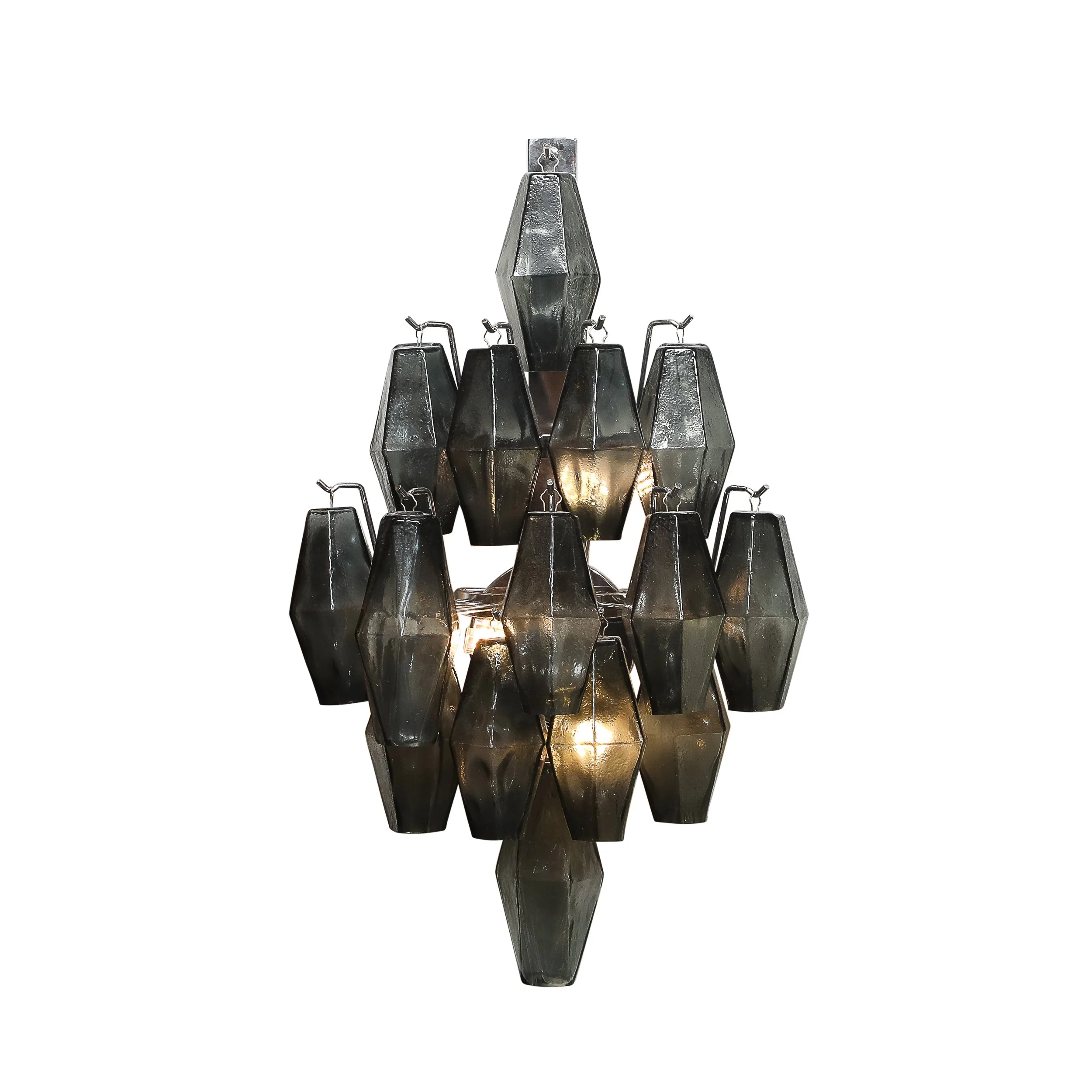 Pair of Modernist Smoked Gray Murano Glass Diamond-Form Polyhedral Wall Sconces offered by High Style Deco — image 4