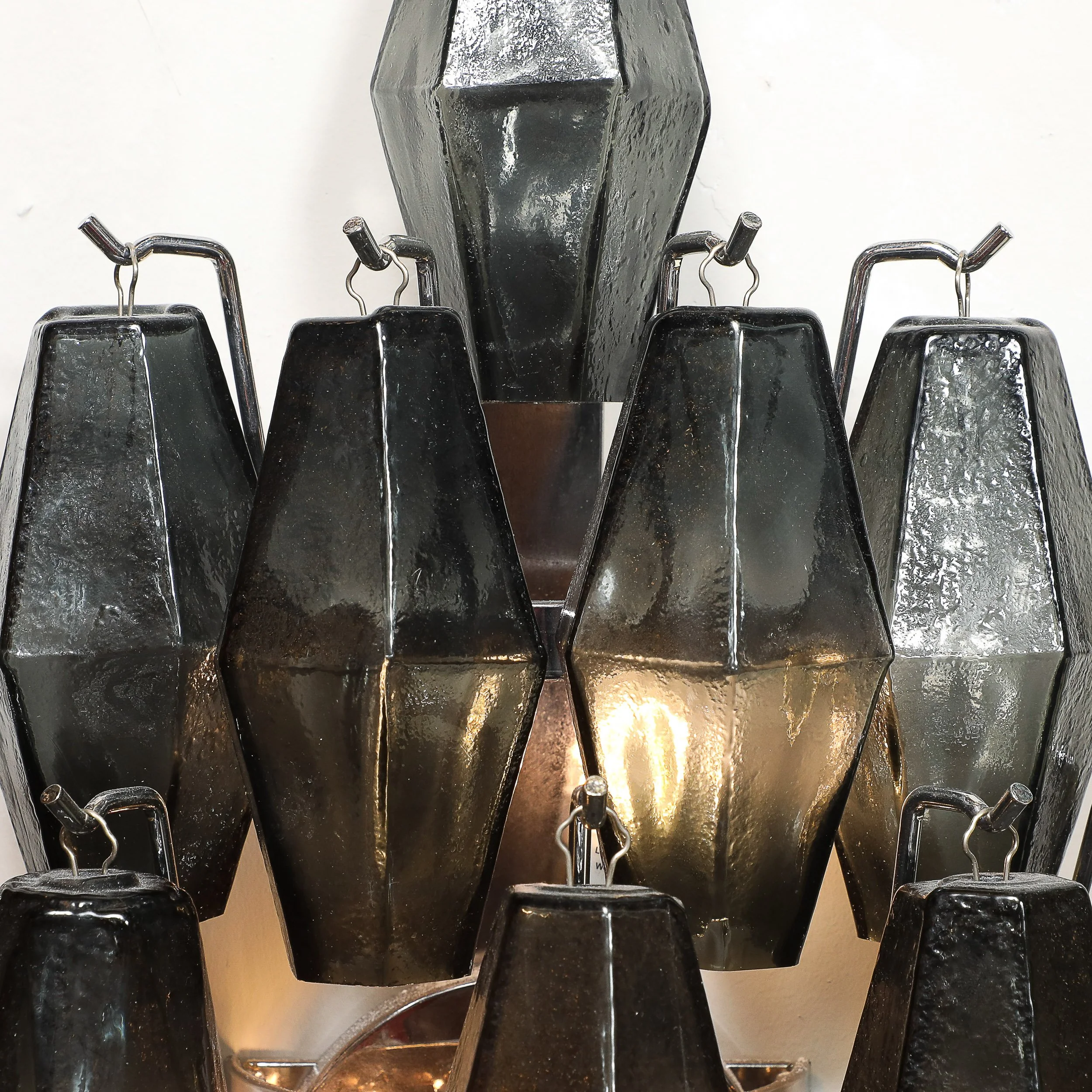 Pair of Modernist Smoked Gray Murano Glass Diamond-Form Polyhedral Wall Sconces offered by High Style Deco — image 2