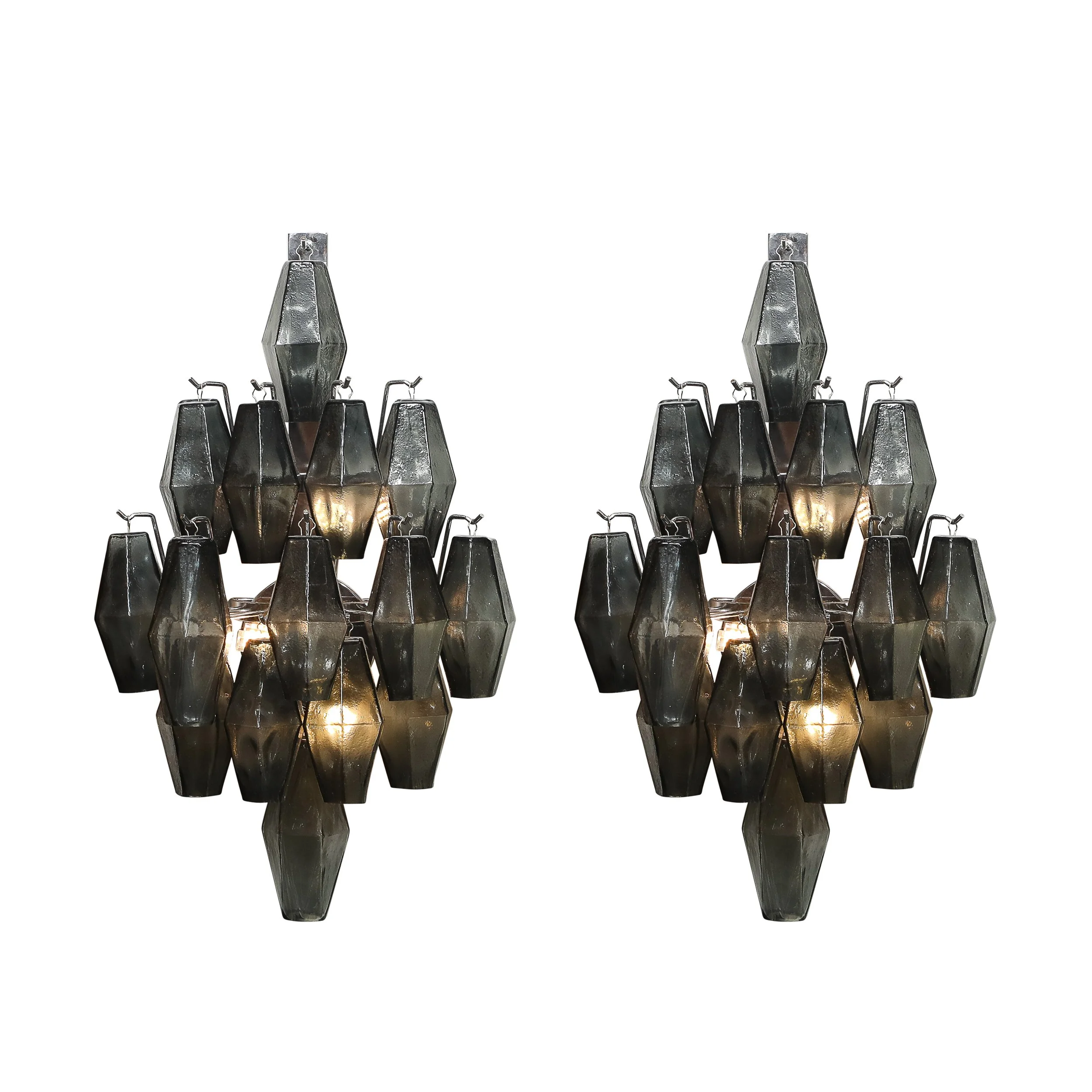 Pair of Modernist Smoked Gray Murano Glass Diamond-Form Polyhedral Wall Sconces offered by High Style Deco — image 5