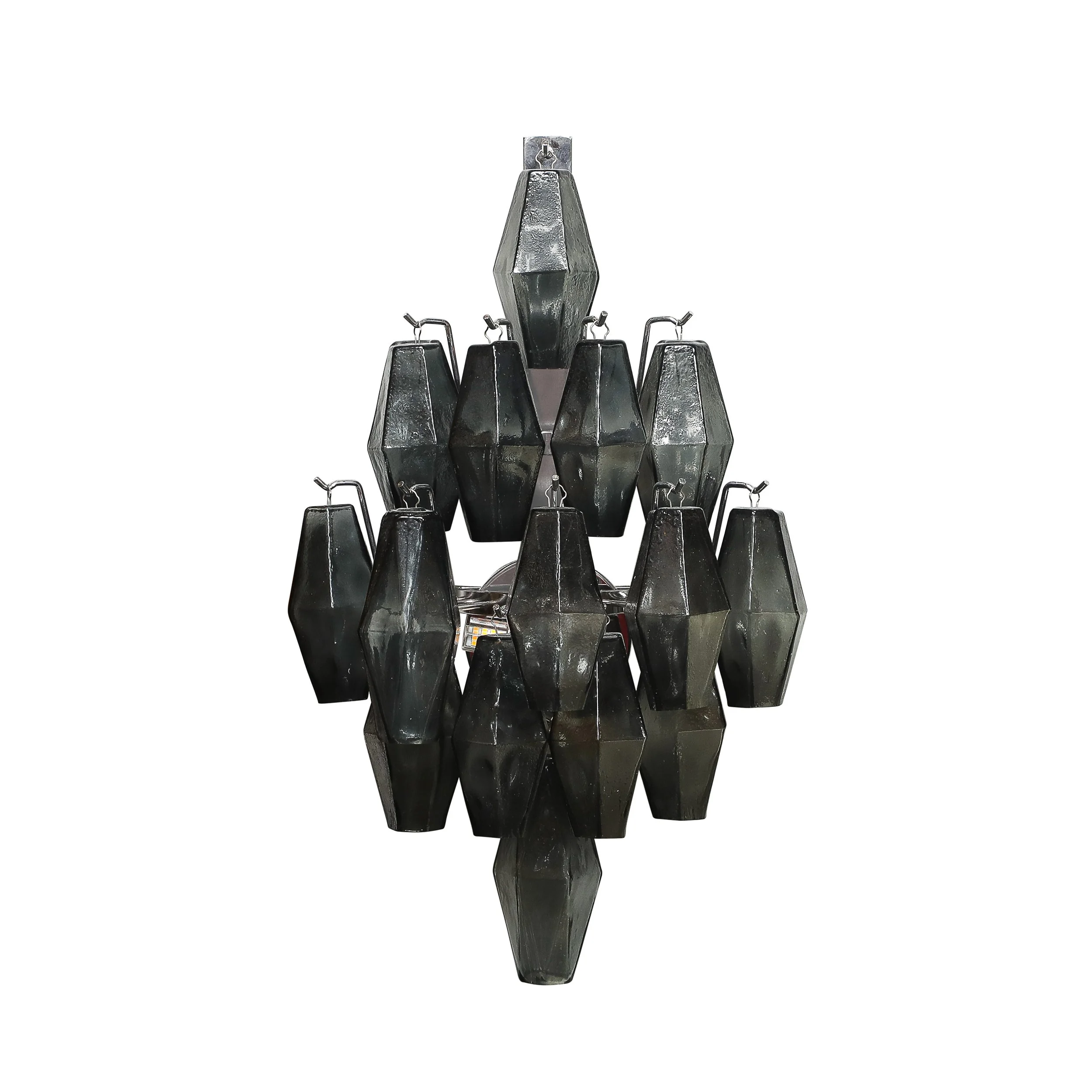 Pair of Modernist Smoked Gray Murano Glass Diamond-Form Polyhedral Wall Sconces offered by High Style Deco — image 11