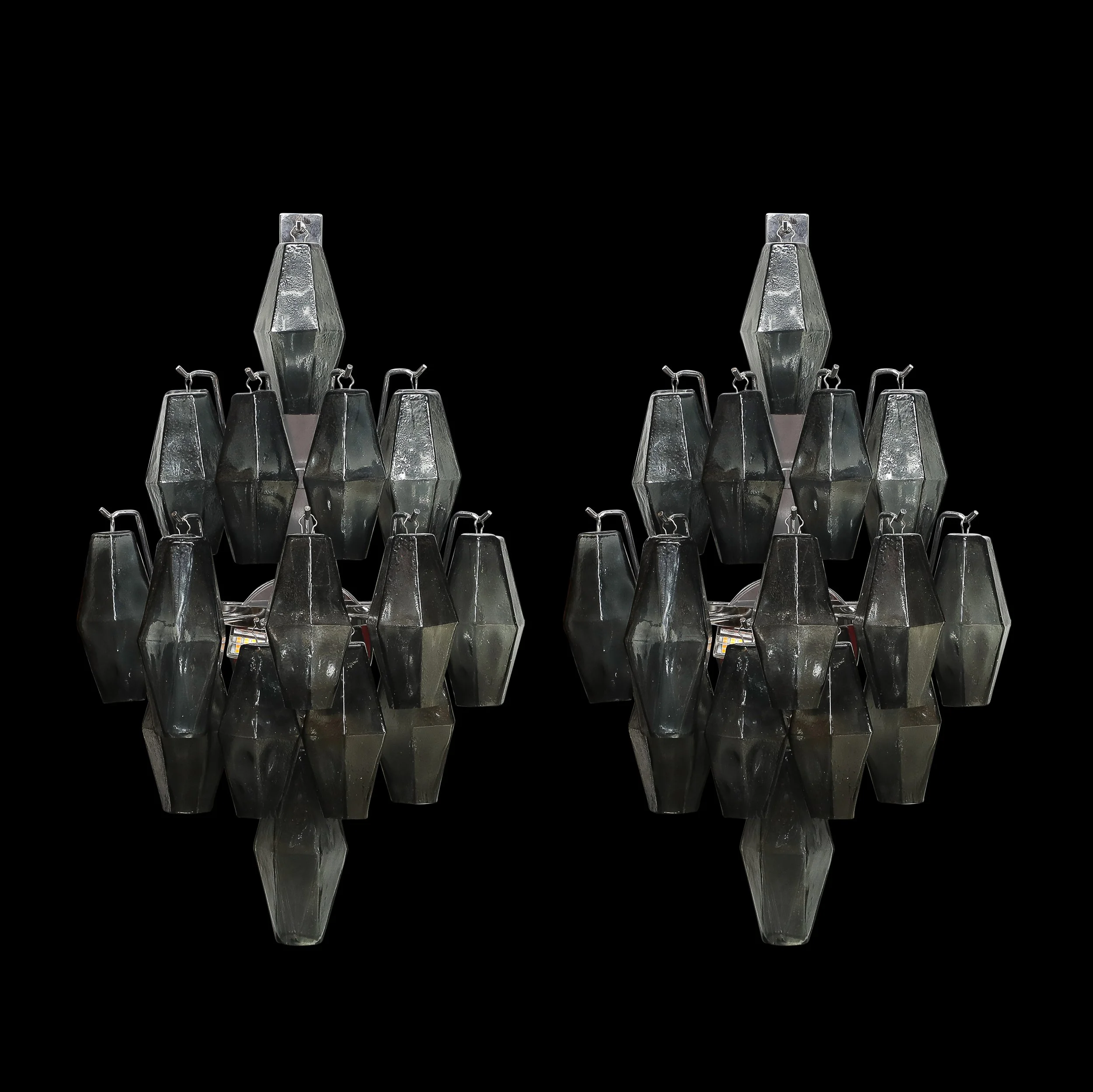 Pair of Modernist Smoked Gray Murano Glass Diamond-Form Polyhedral Wall Sconces offered by High Style Deco — image 12