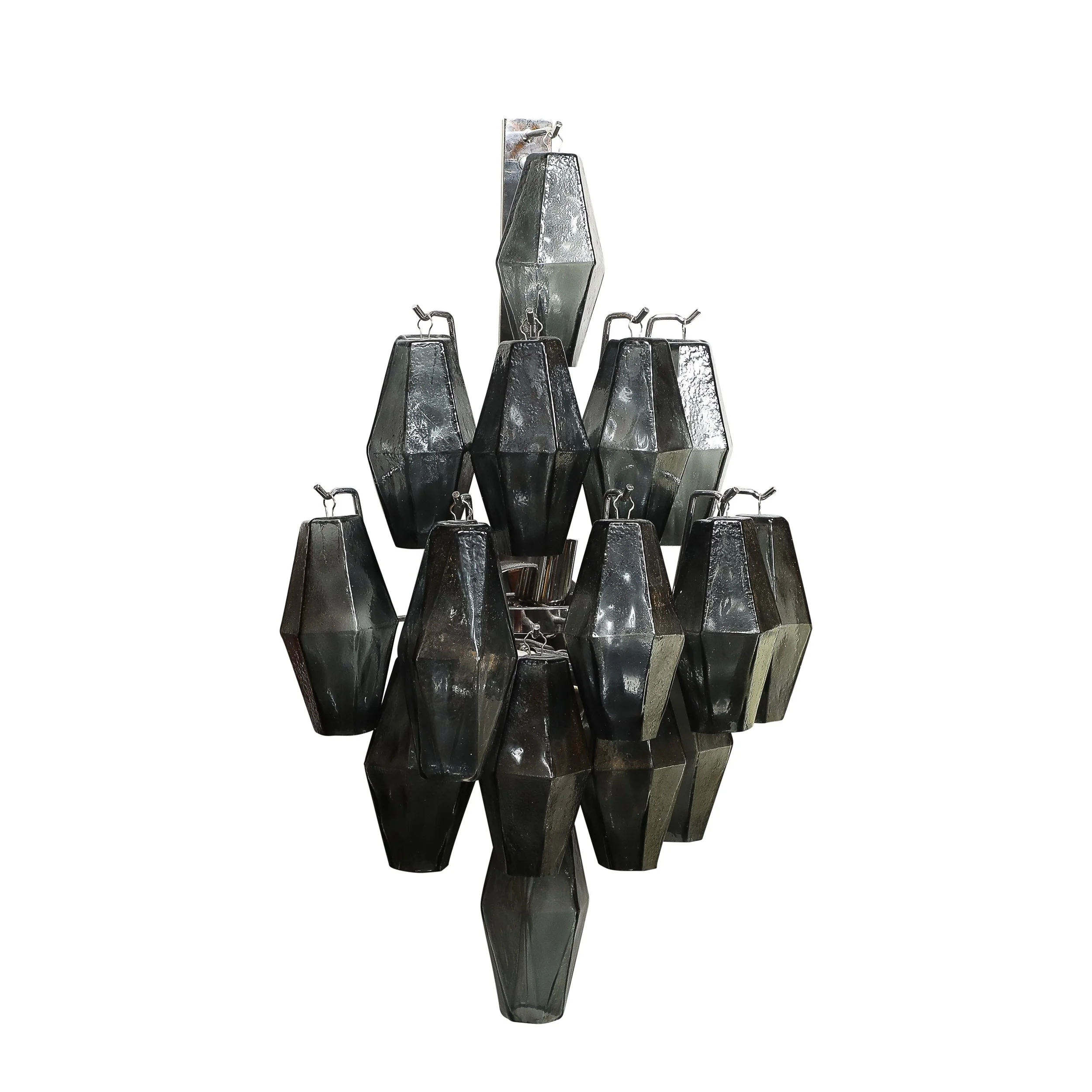 Pair of Modernist Smoked Gray Murano Glass Diamond-Form Polyhedral Wall Sconces offered by High Style Deco — image 14