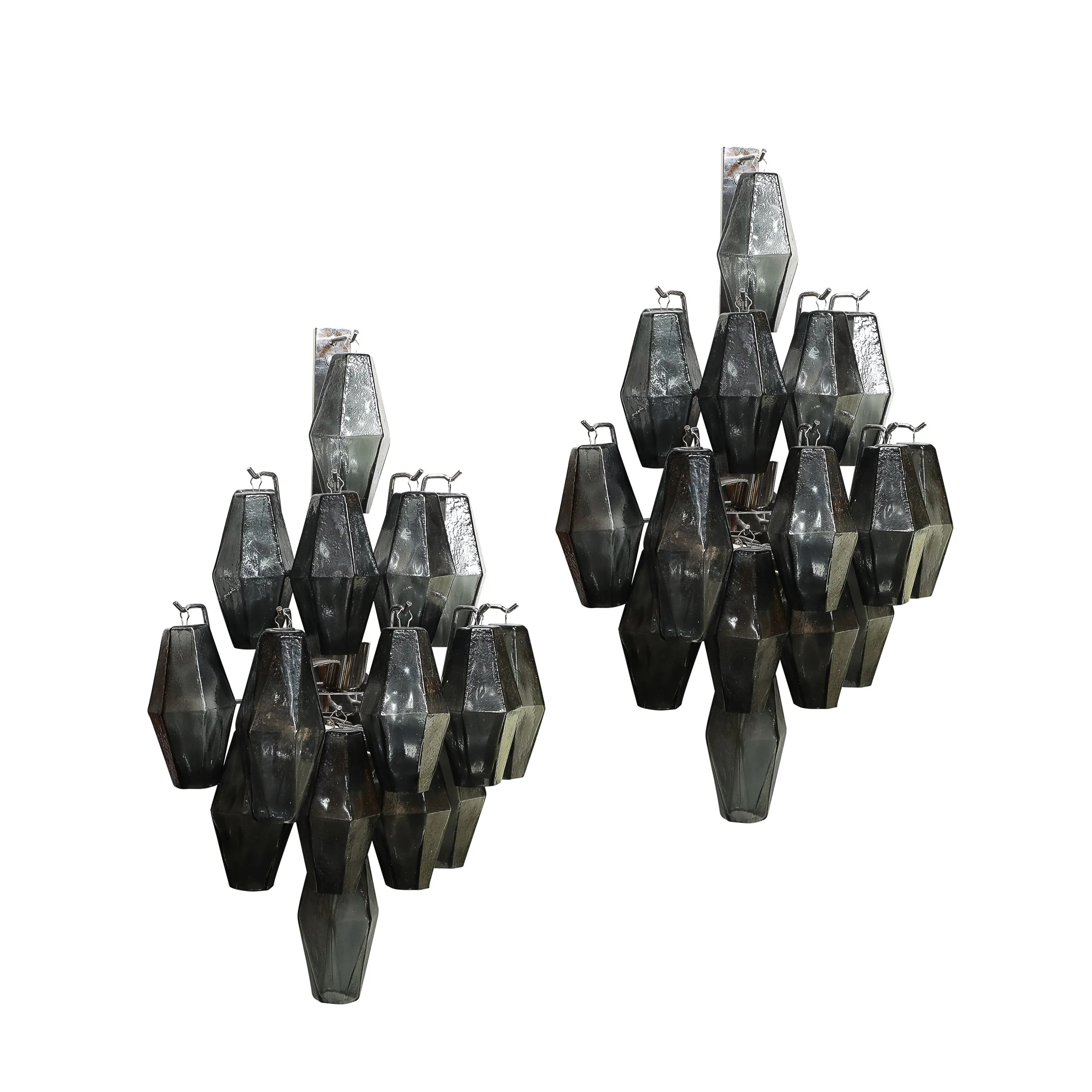 Pair of Modernist Smoked Gray Murano Glass Diamond-Form Polyhedral Wall Sconces offered by High Style Deco — image 15