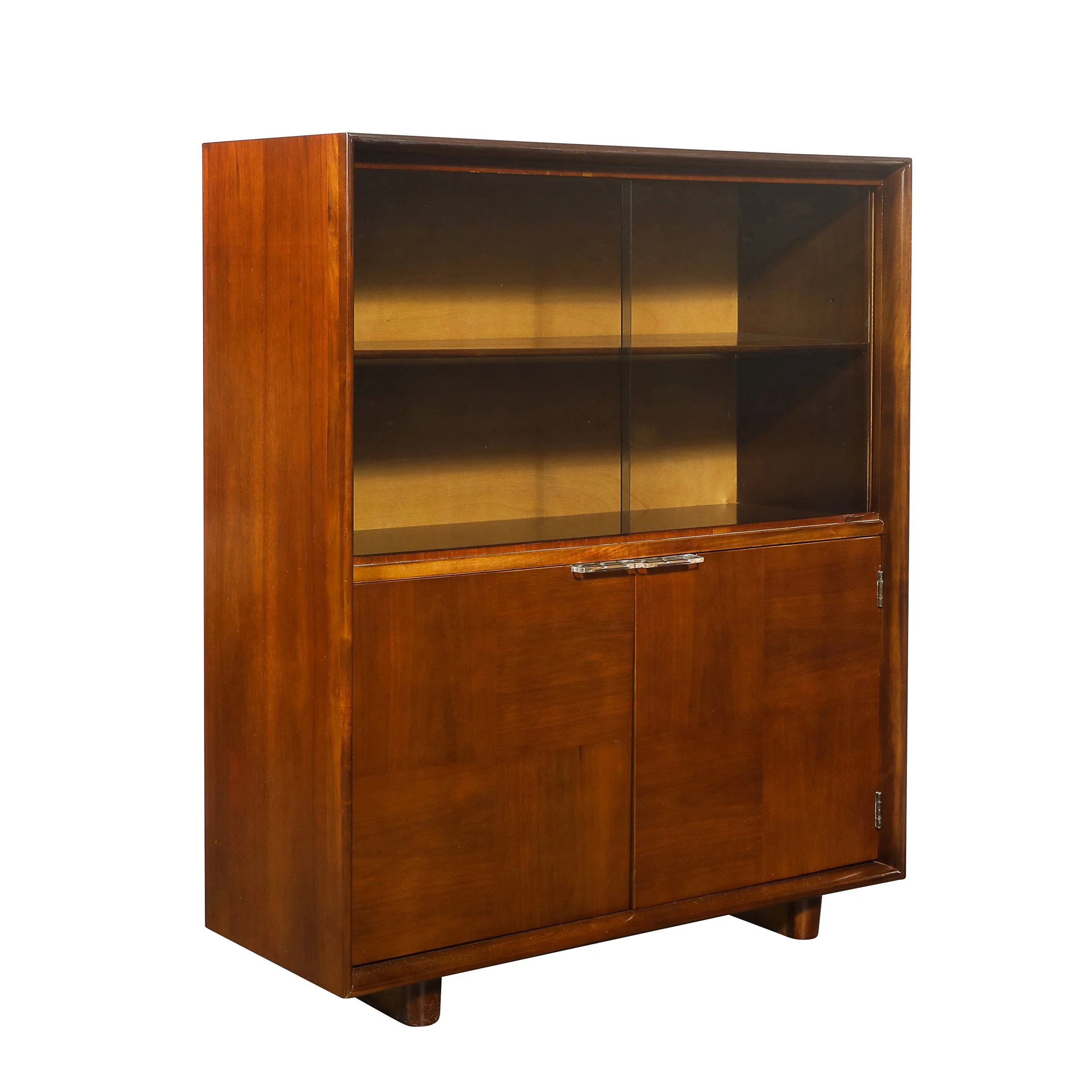 Art Deco Walnut Chine Cabinet with Lucite Pulls & Glass Front by Gilbert Rohde - High Style Deco 14.jpg