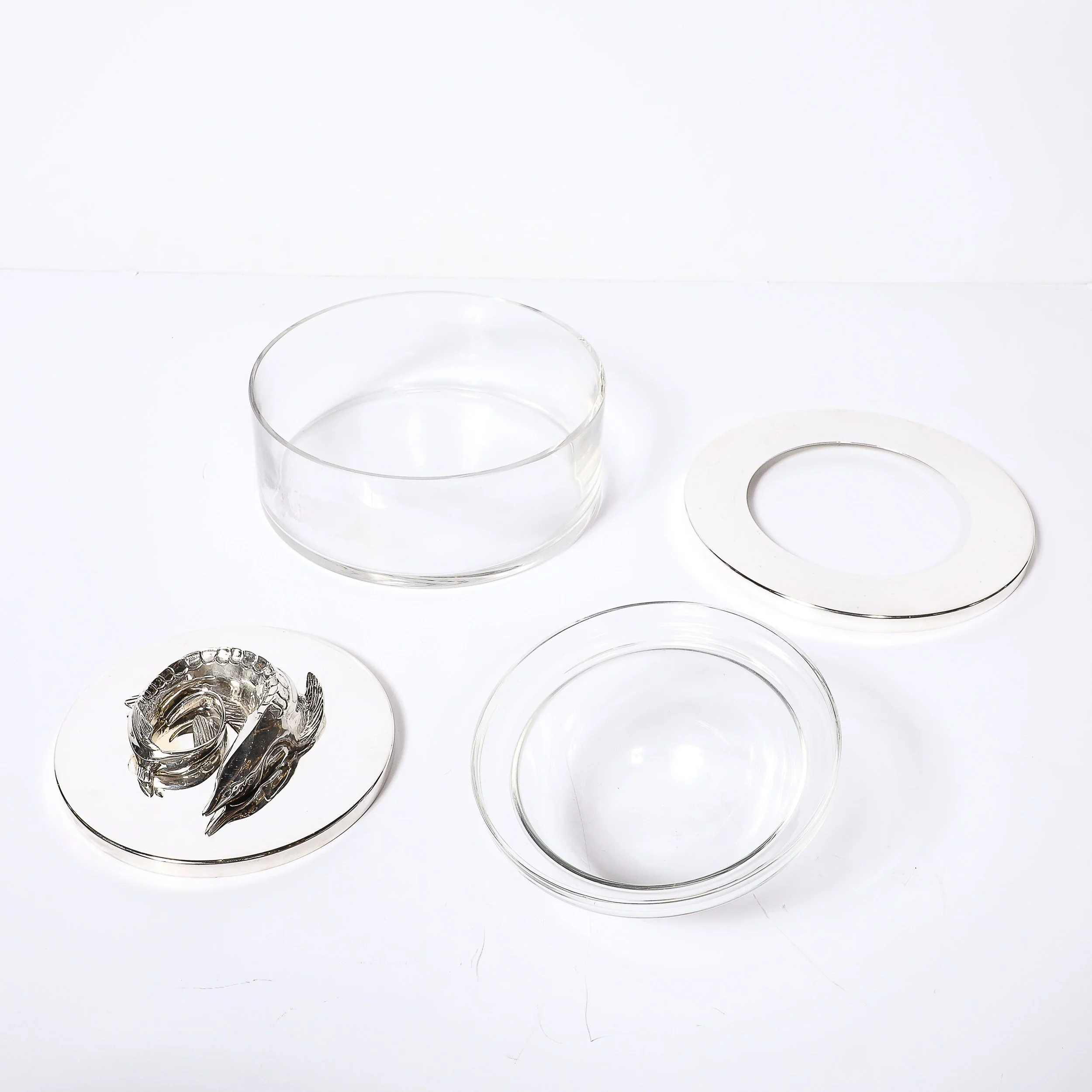 Mid-Century Silver Plate & Glass Caviar Service with Sculptural Sturgeon Handle - High Style Deco 9.jpg