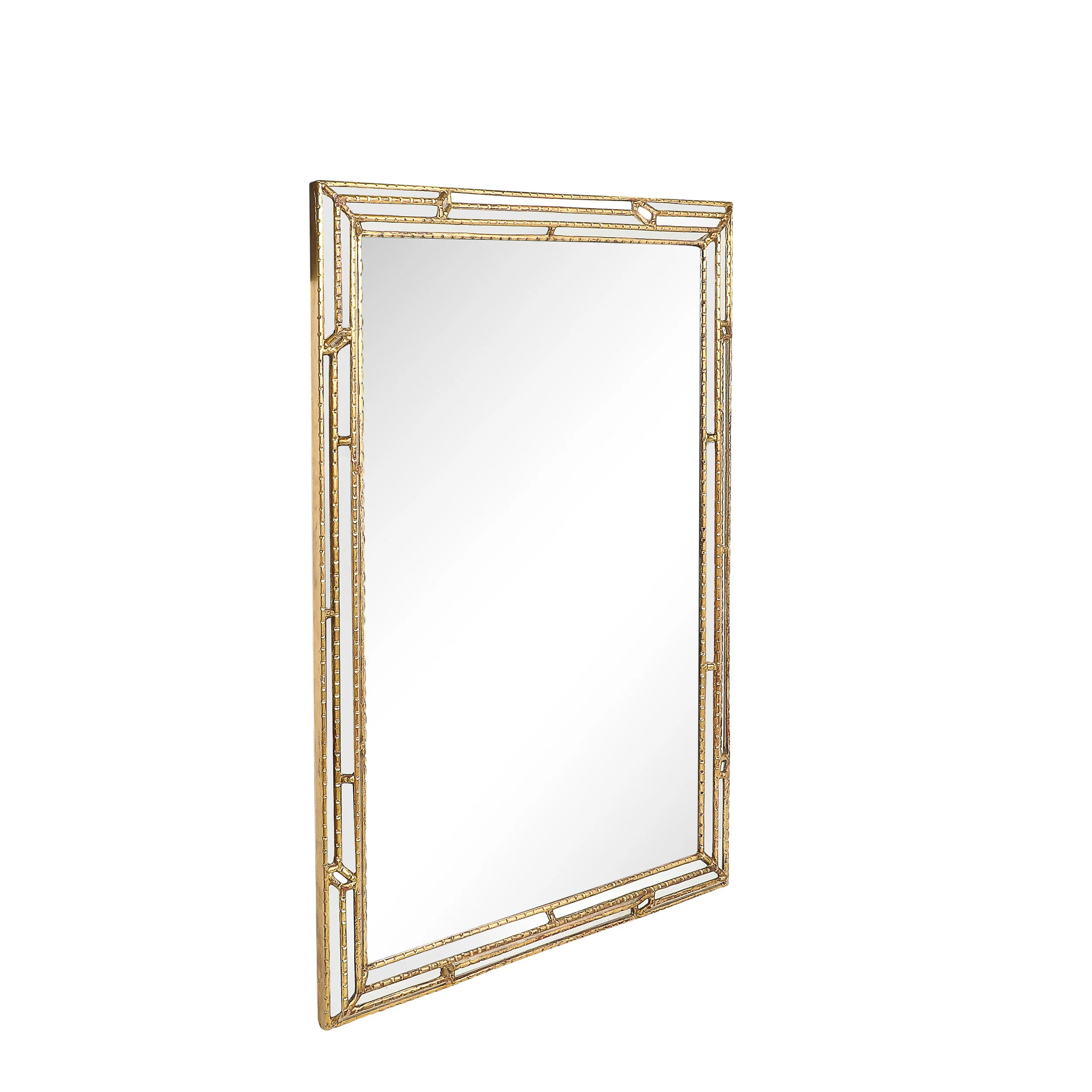 Mid-Century Modernist Sectioned Angular Mirror with Ribbed Gilt Wood Border - High Style Deco.jpg