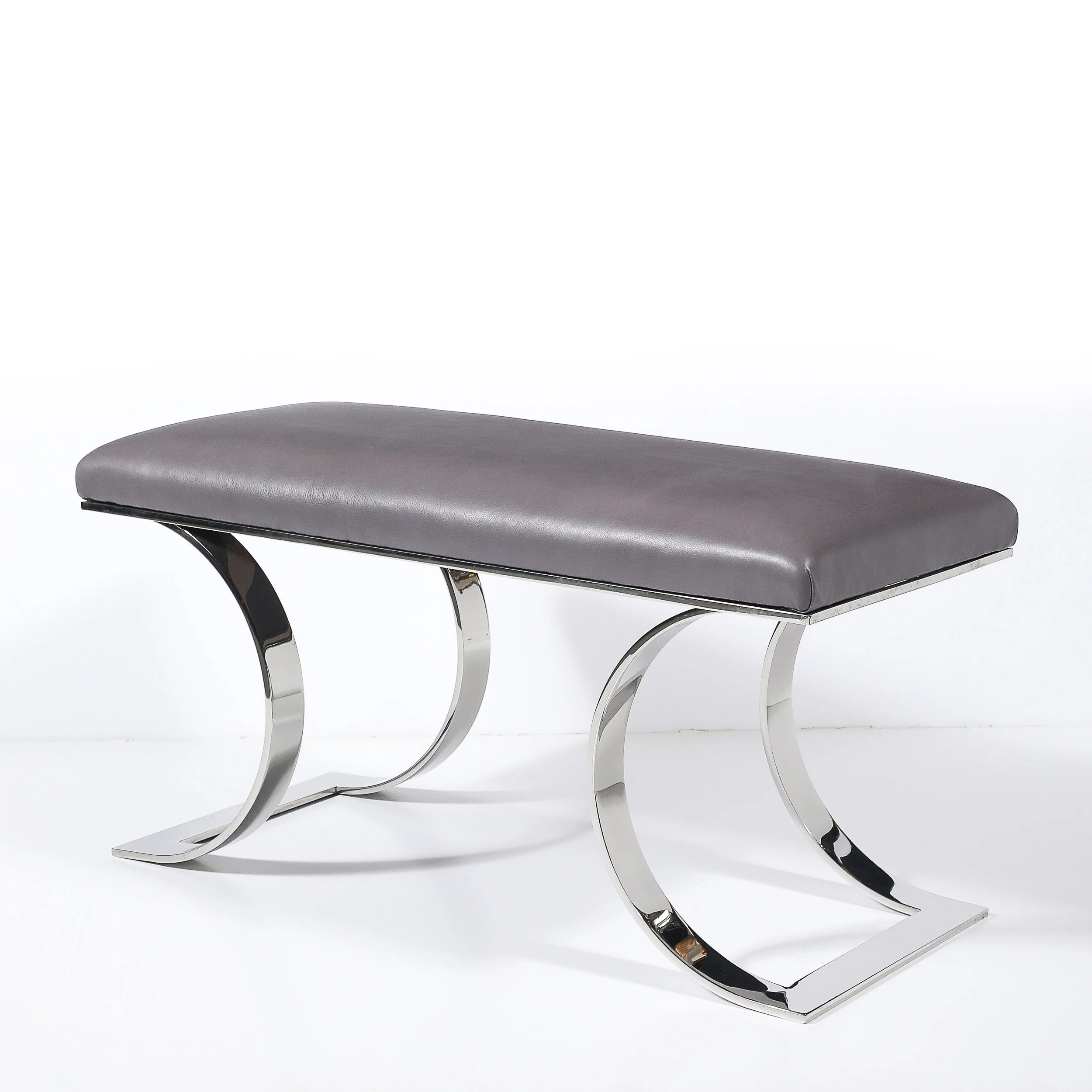 Mid-Century Stainless Steel & Holly Hunt Leather JMF Bench by Karl Springer - High Style Deco 2.jpg