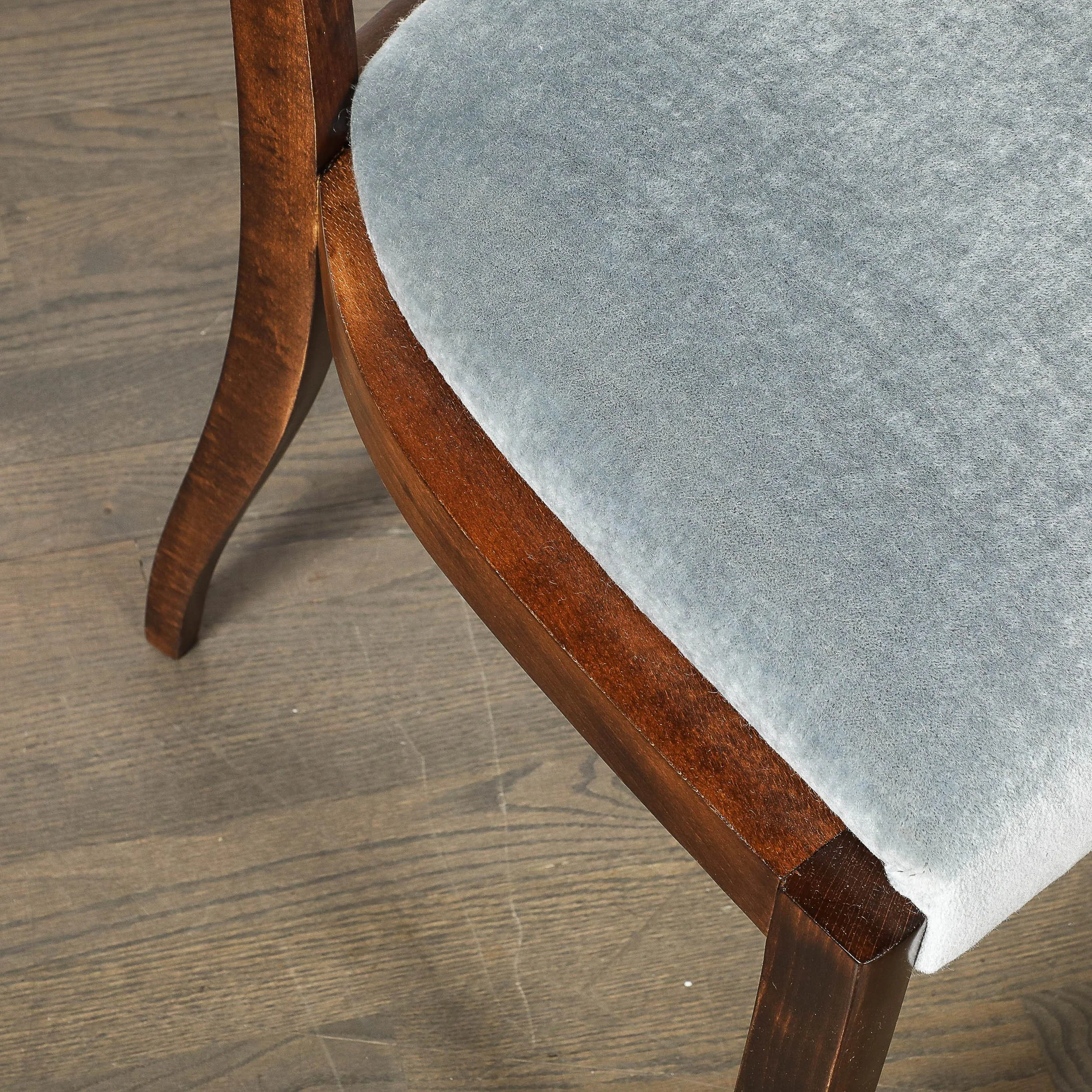 Set of Eight Art Deco Sculptural Walnut Dining Chairs in Plush Mohair Upholstery - High Style Deco 20.jpg